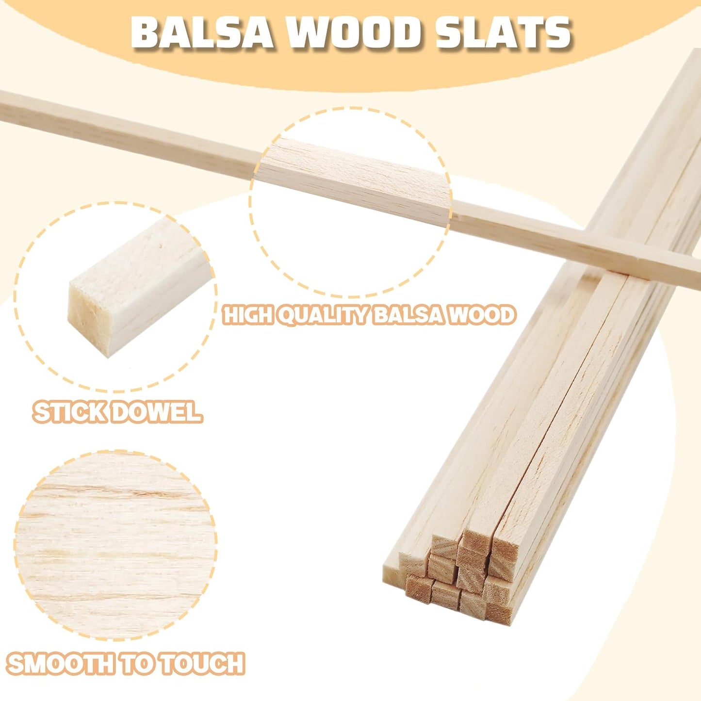 60Pcs Wood Square Dowel Rods 1/8 x 1/8 x 12 inch,Balsa Wood Squares for Crafts,Model Making (1/8"x12"-60pcs)
