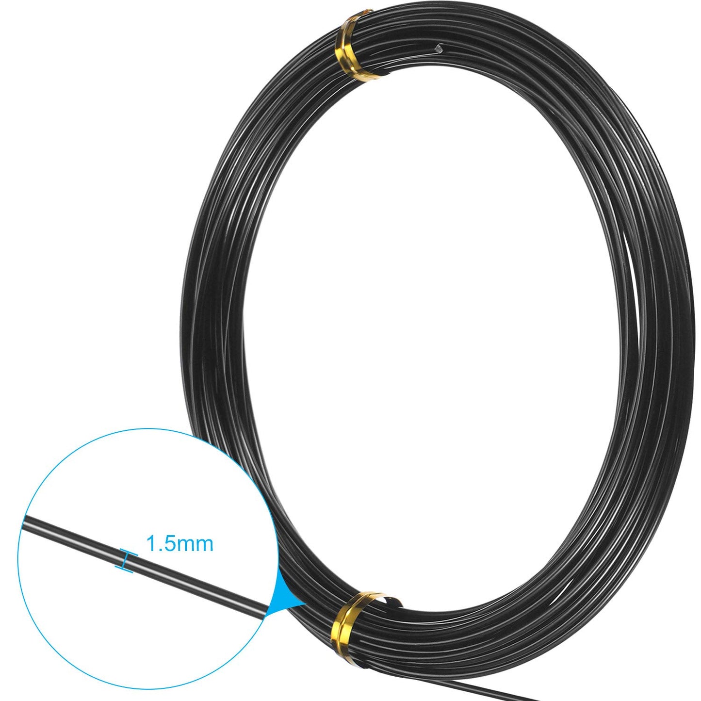 TecUnite Aluminum Craft Wire for Sculpting Armature Bendable Craft Wire for DIY Jewelry Making(Black, 10 M X 1.5 mm, 1 Roll)