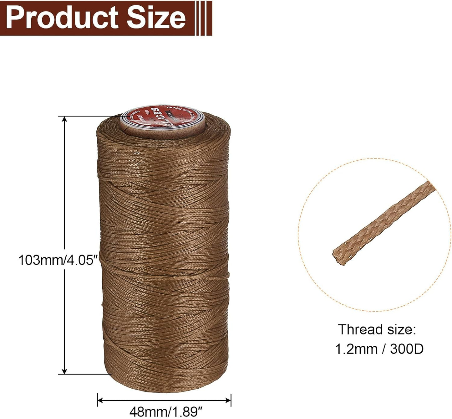 uxcell Flat Leather Sewing Waxed Thread, 140m / 153 Yards Polyester Wax String, 300D Wax Stitching Cord for Leather Crafts, Bookbinding, Bracelets Braided, Caramel
