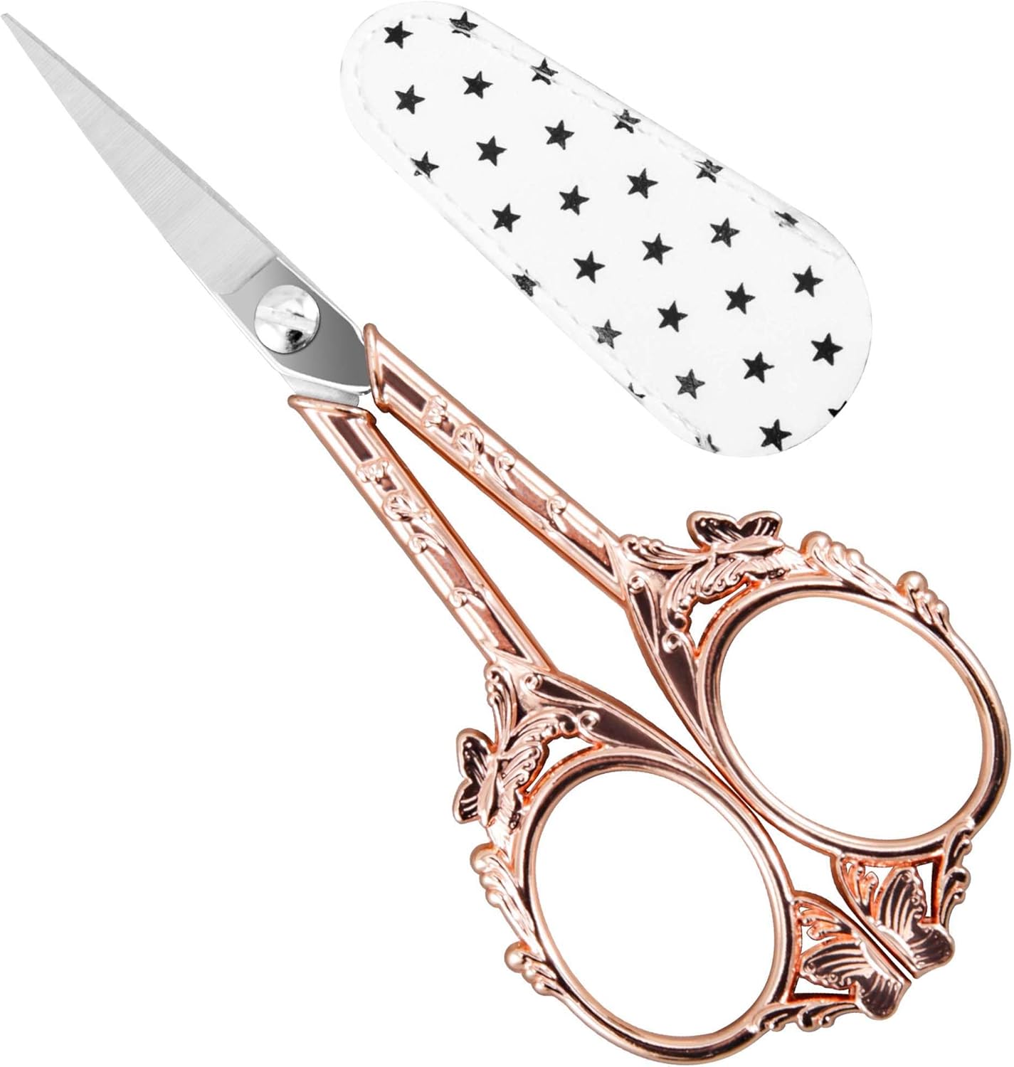 Rose Gold Crochet Scissors Kit with Cover - Comfortable Handles, Sharp Tips - Precision Scissors for Crafting, Sewing,embroidery