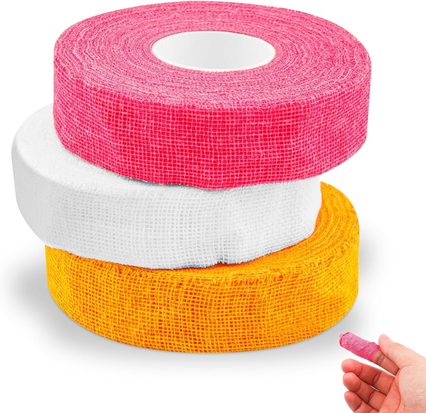3Rolls Thimble Tape for Hand Sewing Multi-Used Sew Thimbles Nail Finger Protector - Alternative to Classic Knitting Thimbles Adjustable Cotton Tapes for Embroidery Paperwork Carving Sorting Task
