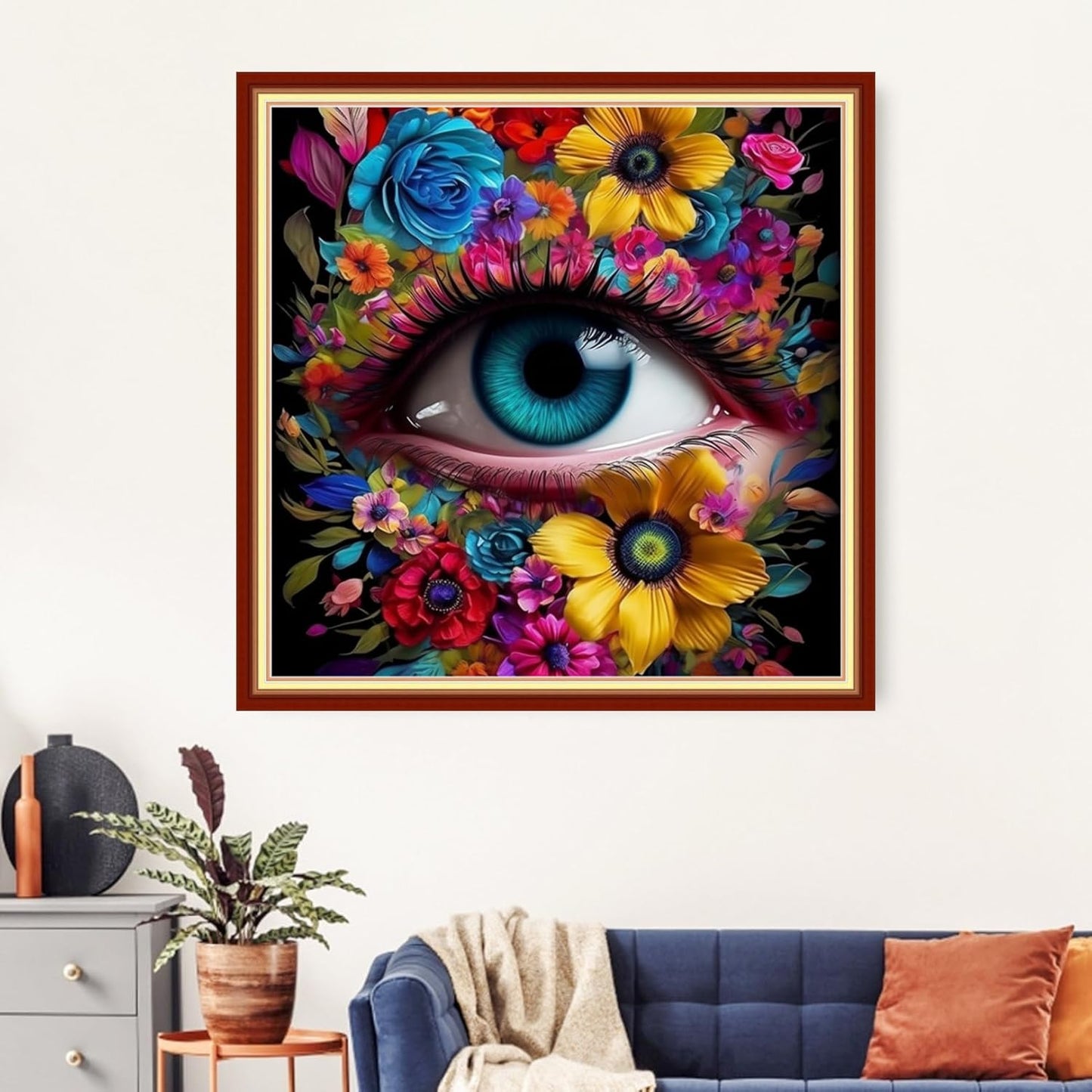 Artvxeay Cross Stitch Kits Stamped Full Range of Embroidery Kits for Beginners Adults 11CT Pattern Stitch Embroidery Kits Needlepoint Kits DIY- (Flower Eyes 18x18 inch)