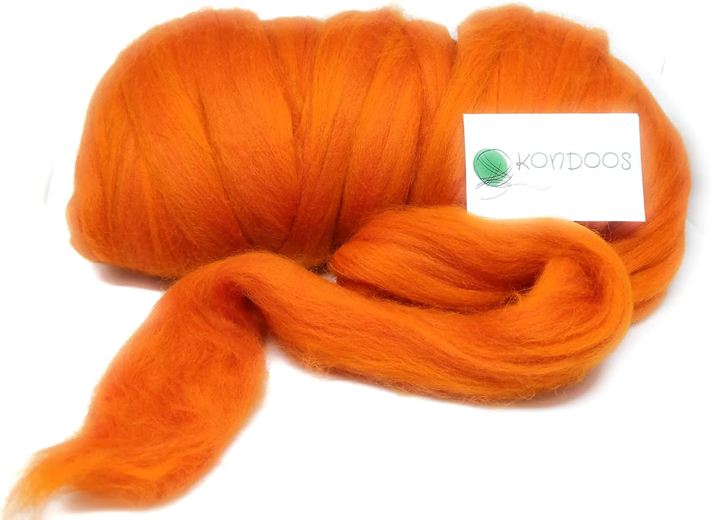 Colored Natural Wool roving Chunky Thick 1 lb. Best Wool for Needle Felting, Wet Felting, handcrafts and Spinning Yarn. (Orange, 1 lb)