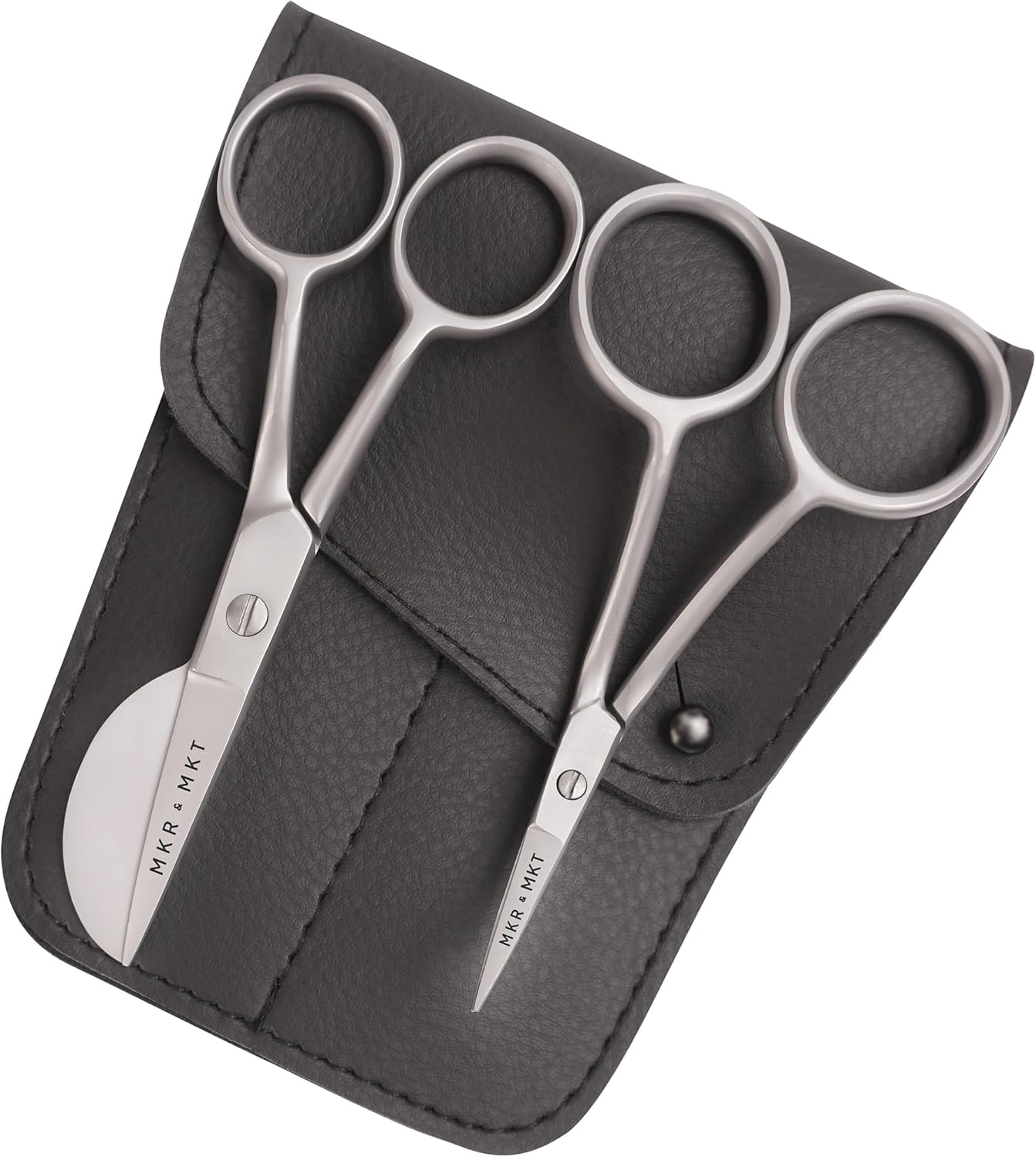 Small Embroidery 4.5 Inch Scissors Set of 2 Kit - Mini Double Bend Offset Duckbill and Double Bend Long Applique Needlepoint Blade with Pouch Sleeve (Satin)