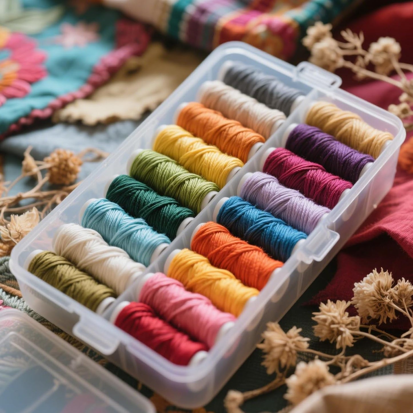 Embroidery Thread Organizer, 2 PCS Embroidery Floss Organizer, Removable with 150 White Floss Bobbins and Two Stickers, 1*Manual Winding Machine Suitable for Cross Stitch, DIY Sewing