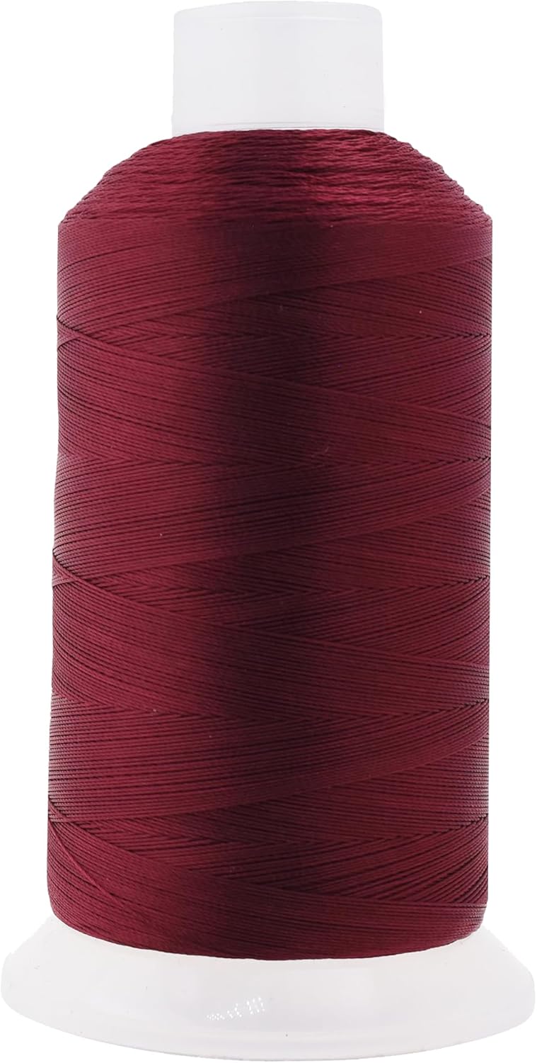 Mandala Crafts Wine Heavy Duty Thread -1500 Yds Tex 90 Thread for Sewing Drapery Jeans Leather Hair - Bonded Polyester for Outdoor Marine Upholstery