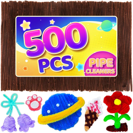 Eppingwin 500pcs Pipe Cleaners, Dark Coffee Pipe Cleaners Craft Supplies, Brown Chenille Stems for DIY Arts Crafts Project(Brown)