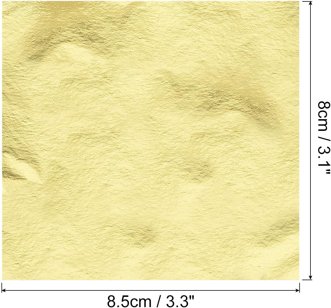 MECCANIXITY Gold Leaf Foil Sheet, Bright Golden Leaf Papers, 3.3 x 3.1inch for Art Decoration, Sculptures, Painting, Pack of 100