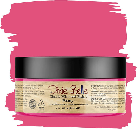 Dixie Belle Paint Company Chalk Finish Furniture Paint - Peony (4oz) - Matte Hot Pink Chic Chalk Mineral DIY Furniture Paint