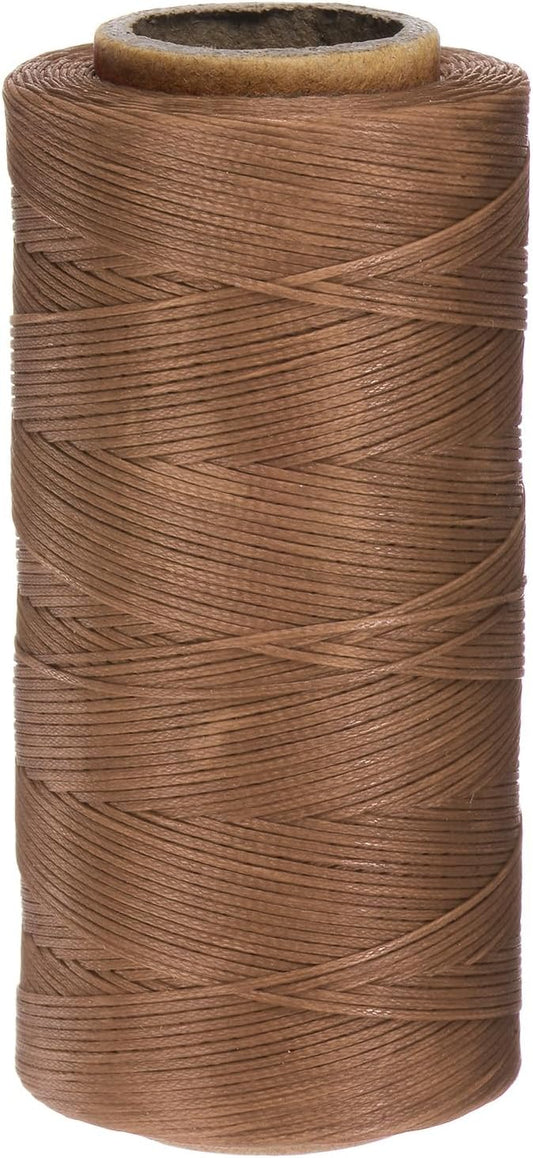uxcell Leather Sewing Waxed Thread, 284 Yards / 260m 0.8mm 150D Flat Polyester All-Purpose Threads for Leather Crafts, Bookbinding, Brown