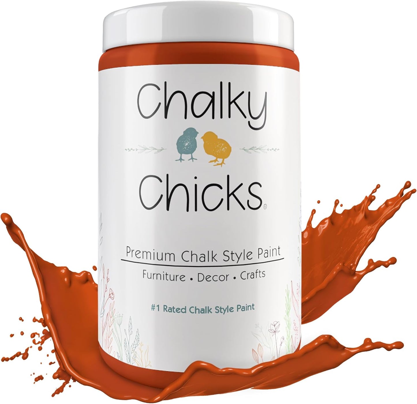 Chalky Chicks All-in-One Chalk Paint for Furniture or Cabinet - 32 Fl Oz - Matte Finish Pumpkin Pie Orange for Metal, Wood Furniture Paint - No Sanding All-in-One for Home Decor & Crafts, USA Made