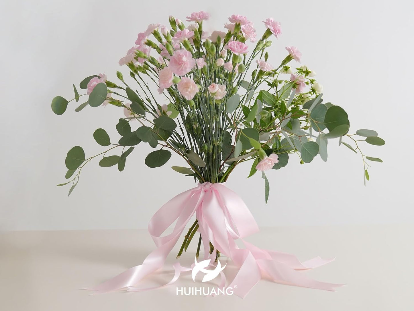 HUIHUANG Pink Satin Ribbon 1-1/2 inch x 100 Yards Light Pink Double-Faced Satin Ribbon for Flower Bouquet, Gift Wrapping, Eternal Roses, DIY Crafts, Bridal Shower Wedding Decor