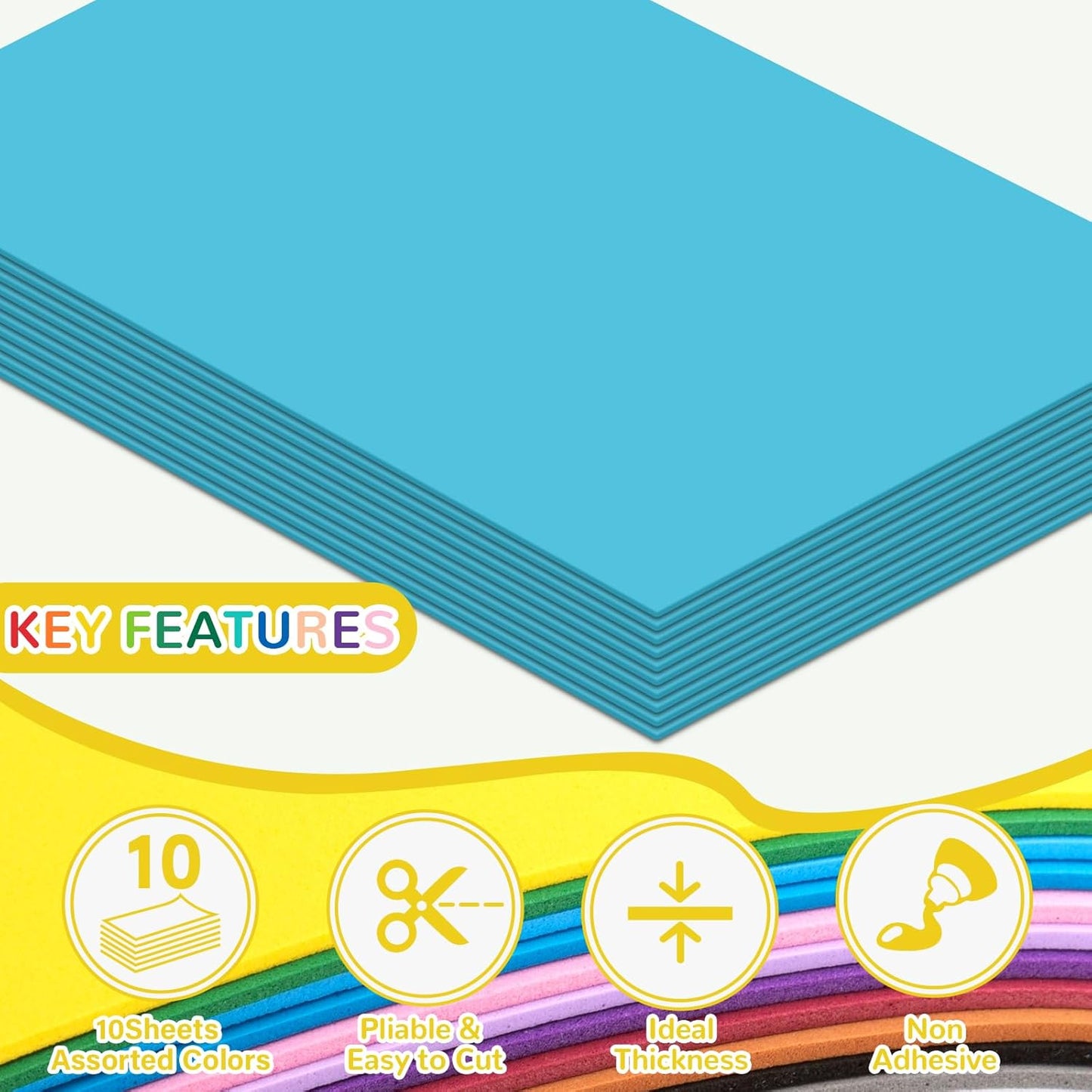 10 Pack Foam Sheets Craft 8 x 12 inch, Eva Color Foam Paper for Art Crafts Projects, Classrooms Scrapbook Gift DIY Cutters Card Party Decoration (Blue)