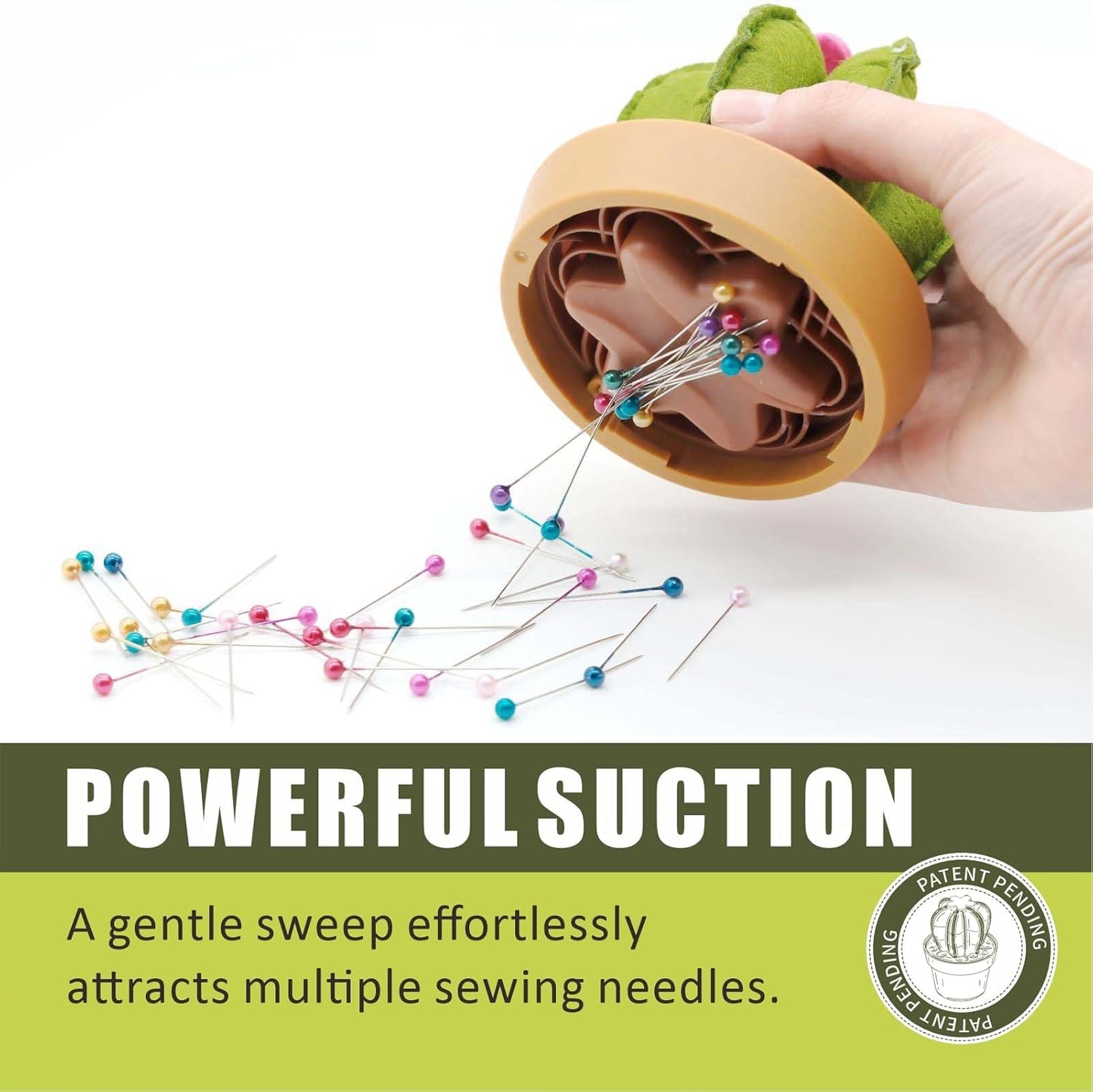 Cactus-Shaped Pin Cushion in a Pot with Included Sewing Notions | Magnetic Pin Holder | Cute Décor for Sewing Desks | Perfect Gift for Quilters, Sewers, Applique & Patchwork Crafters