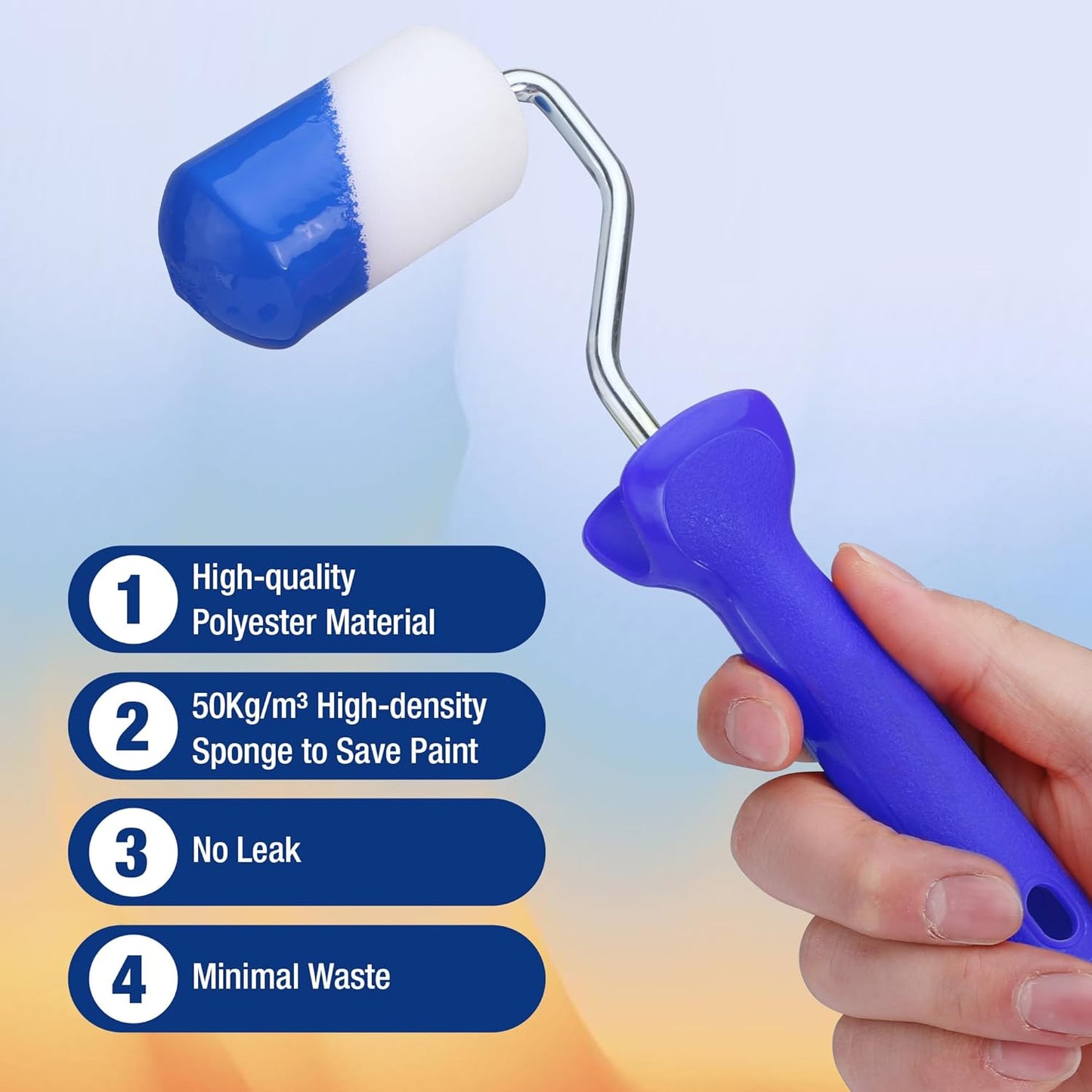 WORKPRO Small Paint Roller 2.5 inch 12-Pack, Mini Foam Paint Roller Covers for Small Touch-Up, Art Crafts, Furniture, Cabinets, High-Density Sponge Paint Roller Replacement for Painting Walls, Doors