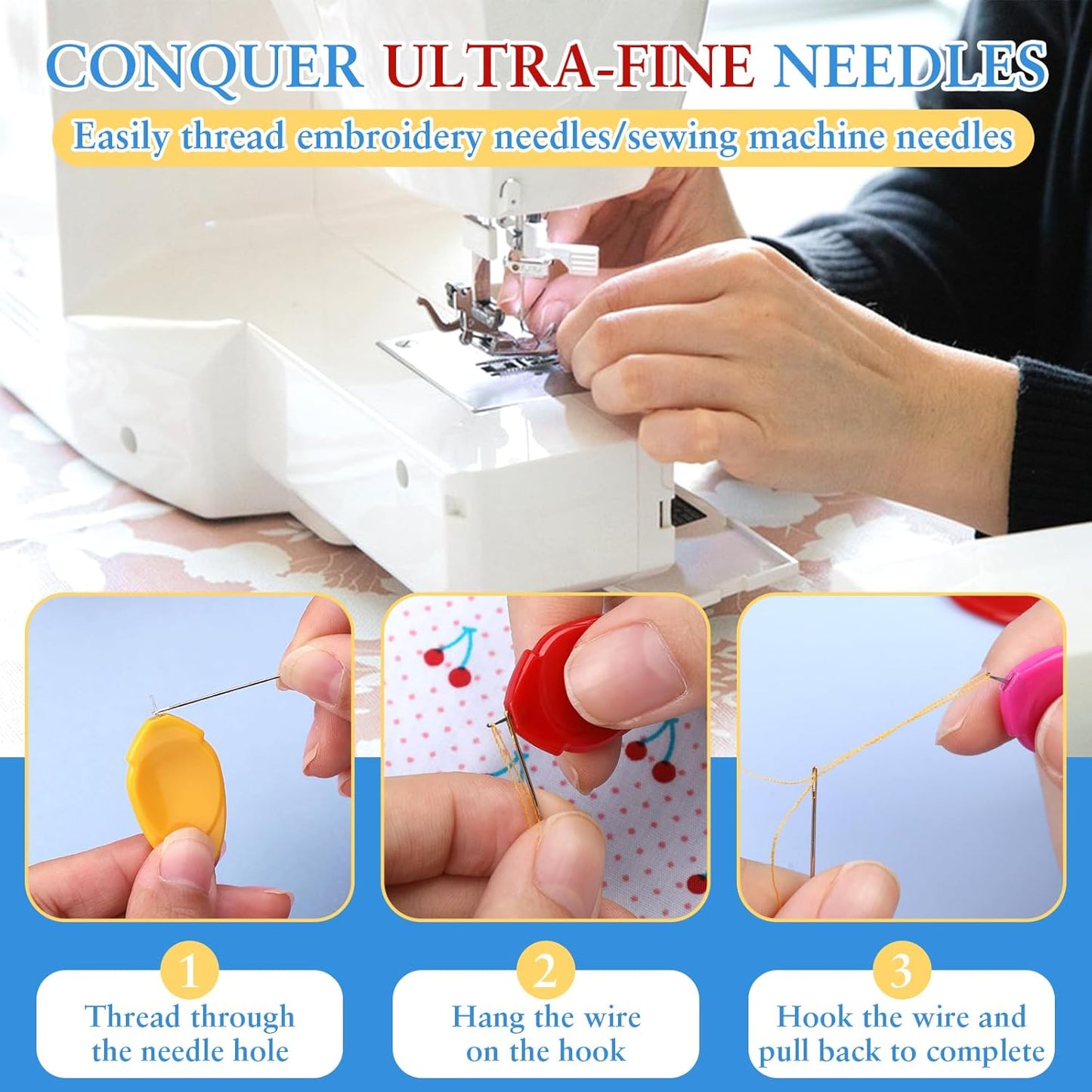 Fedmut 35PCS Needle Threaders for Hand Sewing, Sewing Machine Needle Threader Simple Thumb Shape with Clear Box for Craft Work, Sewing Machine, Embroidery Floss and Cross-Stitch - 5 Colors