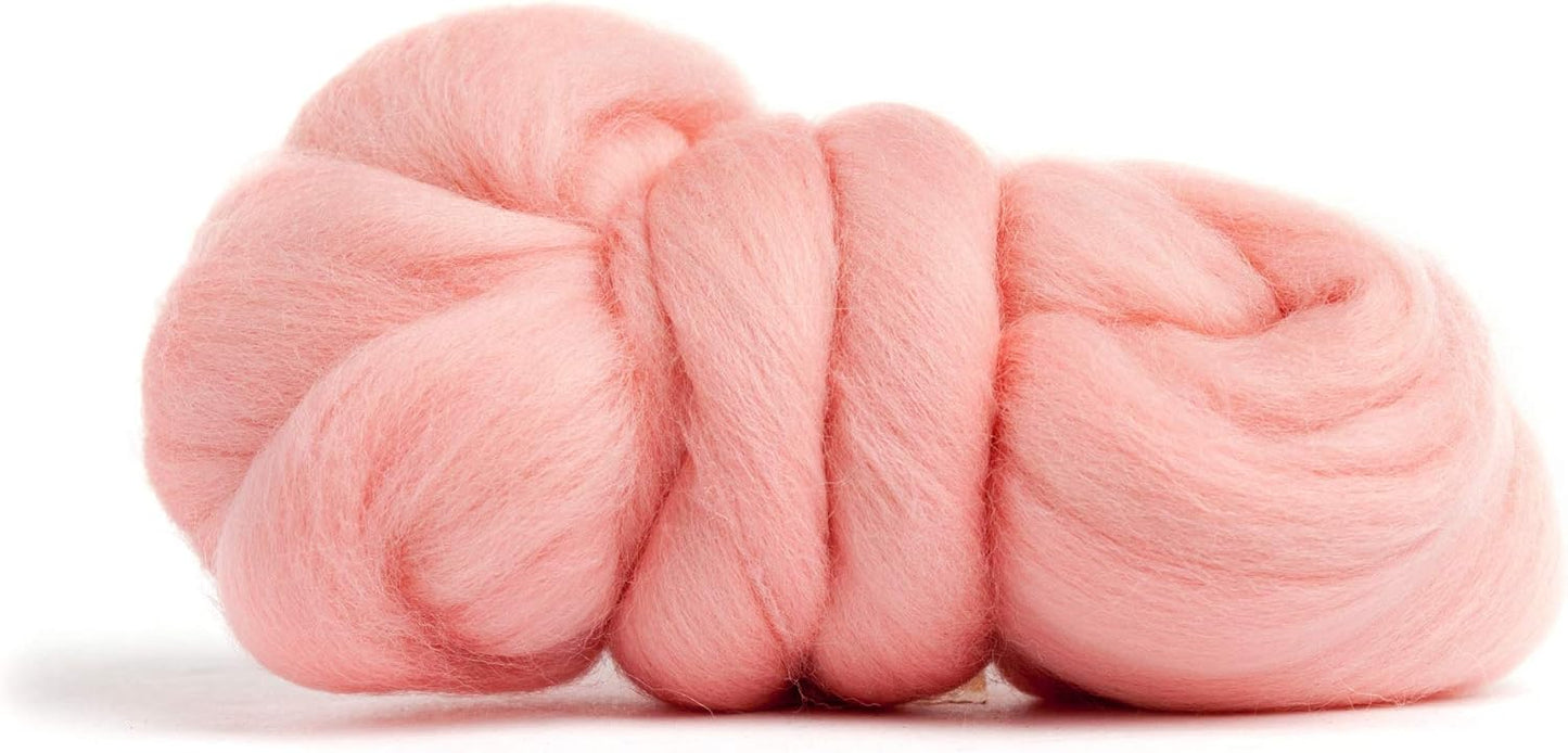Desert Breeze Distributing 100% Natural Merino Wool Roving - Premium Combed Top Merino Roving Wool - Tapestry, Spinning, Wet Felting & Needle Felting Supplies - 21.5 Micron - 1 oz, Color Salmon