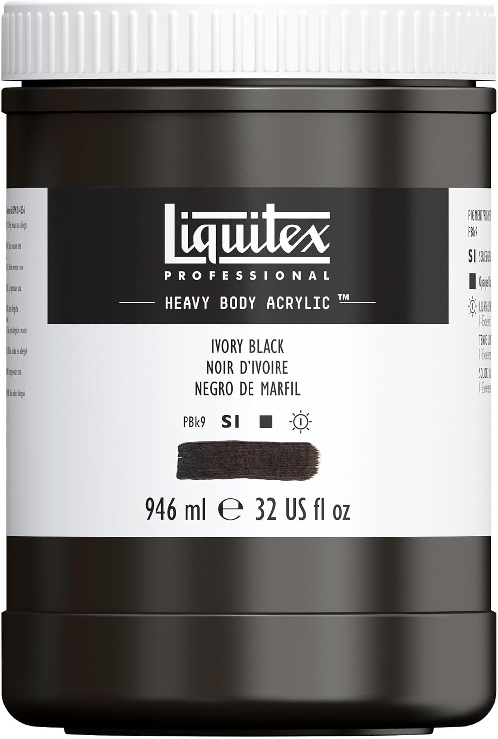 Liquitex Professional Heavy Body Acrylic Paint, 32-oz (946ml) Pot, Ivory Black