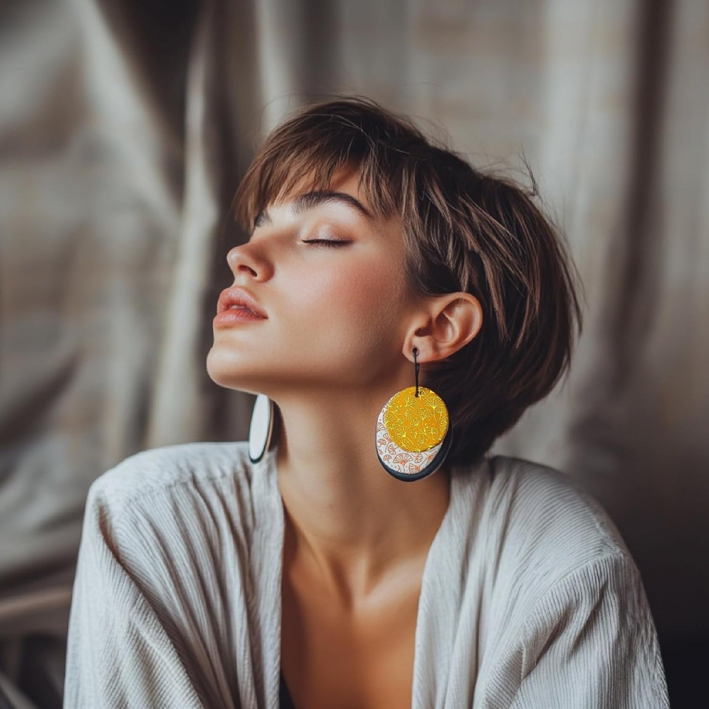 Arbuya Ginkgo Leaves Polymer Clay Texture Mat -Autumn Leaves Texture Sheet for Polymer Clay Jewelry Making, Earring Charms, DIY Craft Supplies