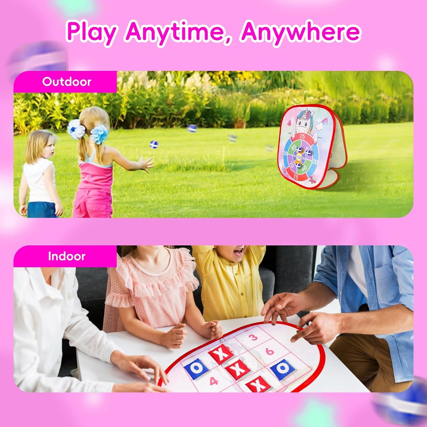 Bean Bag Toss Game for Kids - 5IN1 Kid Cornhole Toys Set, Over 3 Years Toddlers Children Backyard Beach Lawn Outdoor Indoor Throwing Toy to Boys Girls Birthday Family Party Christmas Easter Gift