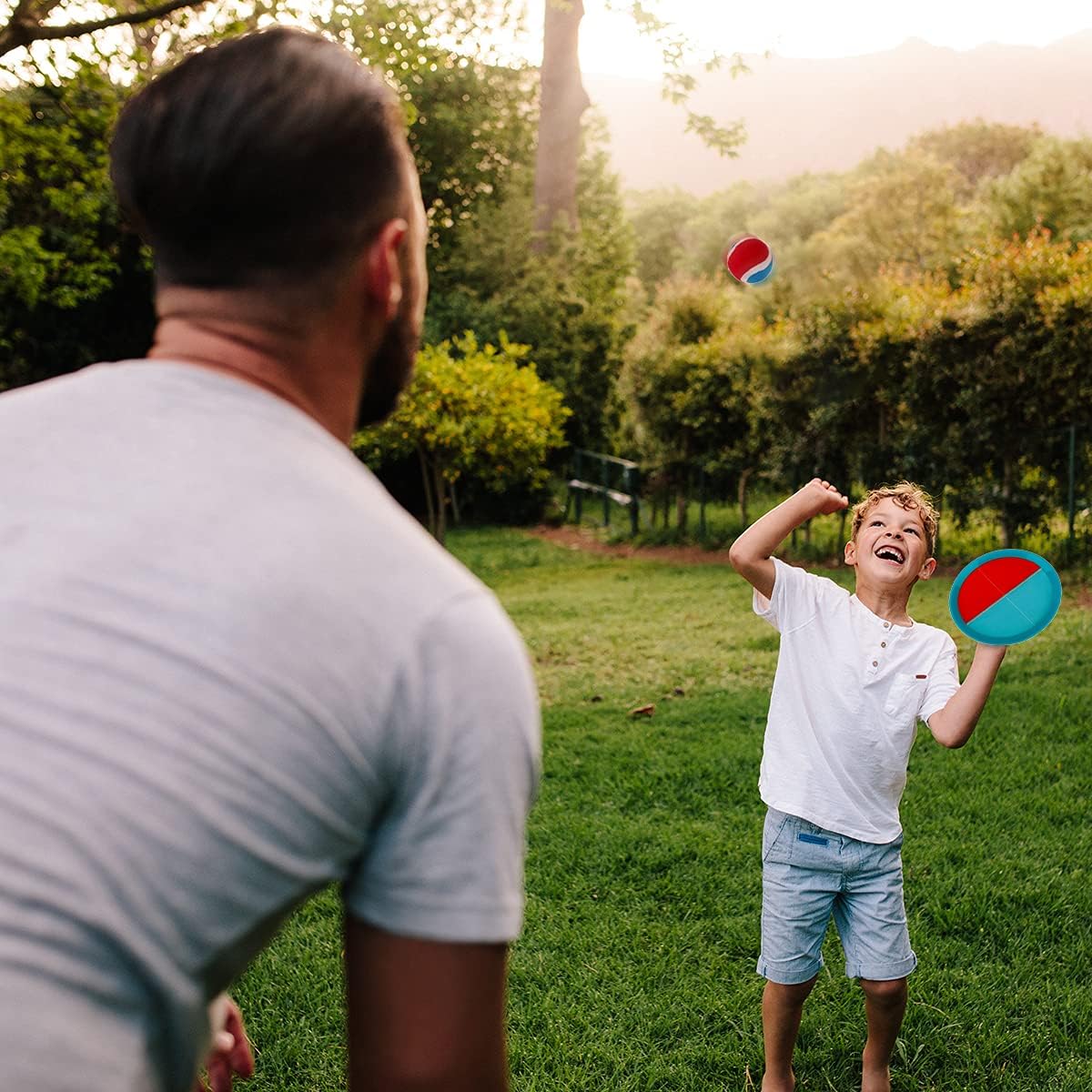 EVERICH Upgraded Toss and Catch Ball Game Set - Indoor and Outdoor Games for Kids 3-12, Beach Sand Pool Water Toy Includes 2 Paddles 2 Sticky Balls, Great Birthday Easter Gifts for Boys Girls