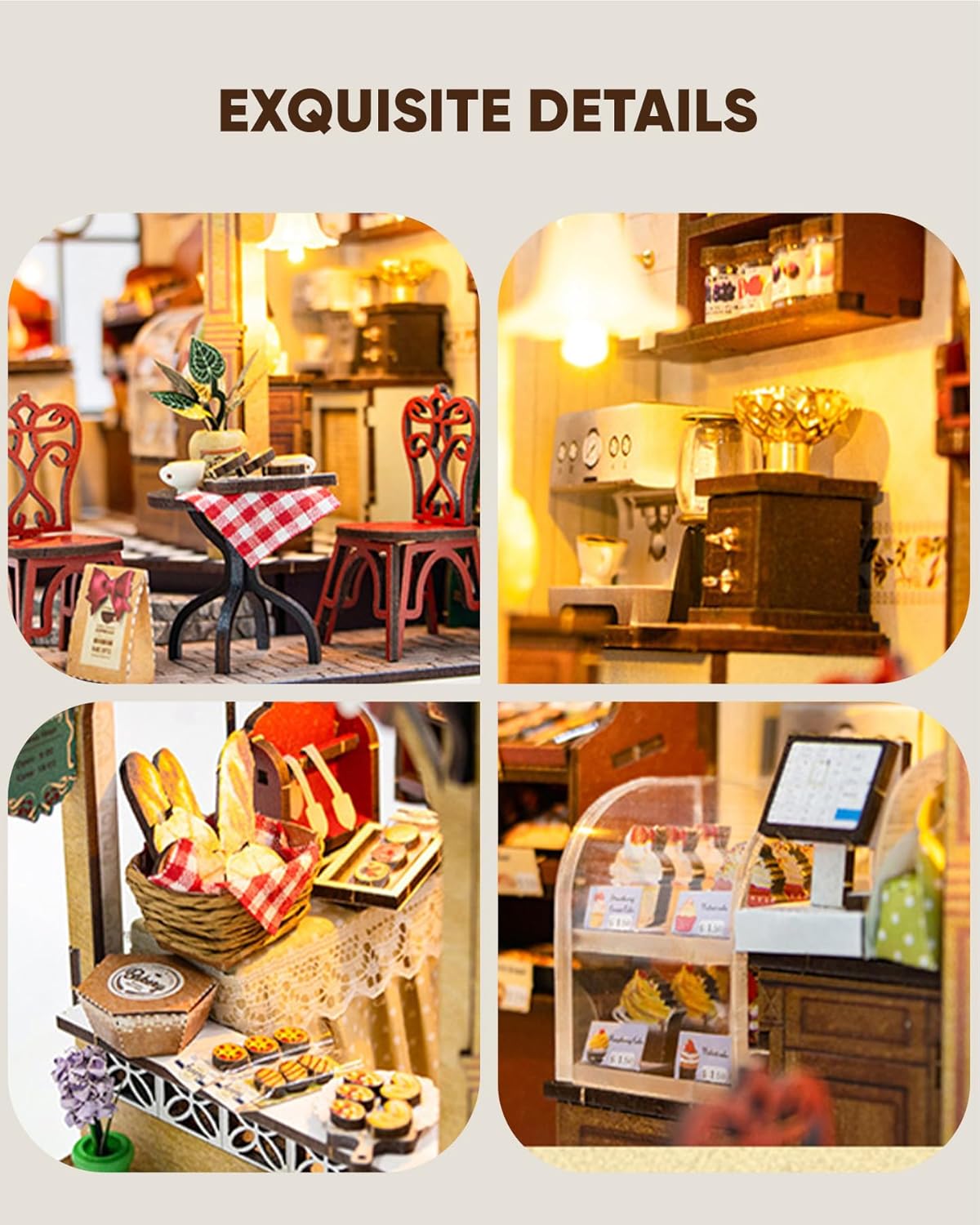 DIY Miniature House Kit, DIY Dollhouse Kit for Adults to Build, Mini House Kit with LED, Mayberry Street Miniatures, Ideal Gifts for Birthday, Valentine Christmas (Bakery Shop)