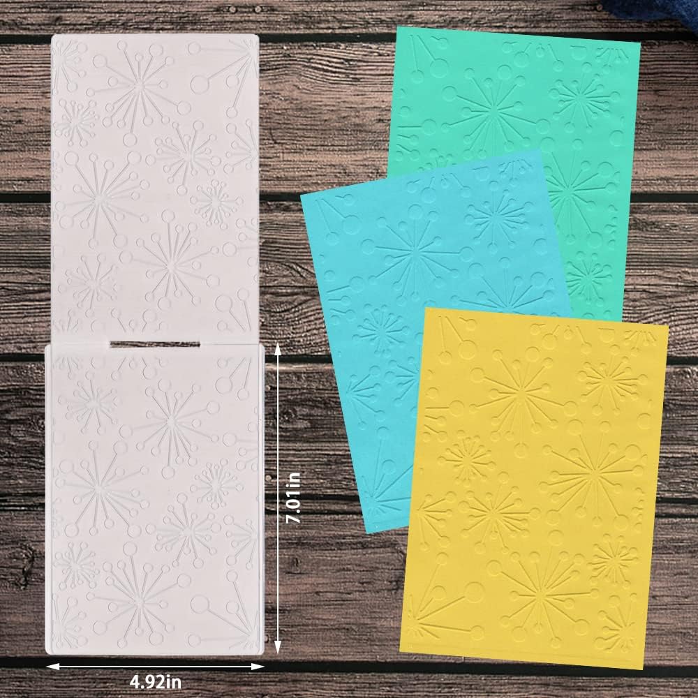 Hying 3-D Textured Impressions Background Embossing Folder, Line Dot Flower Pattern Plastic Embossing Folder Template for Card Making Scrapbooking Paper Craft Album Stamps DIY Décor