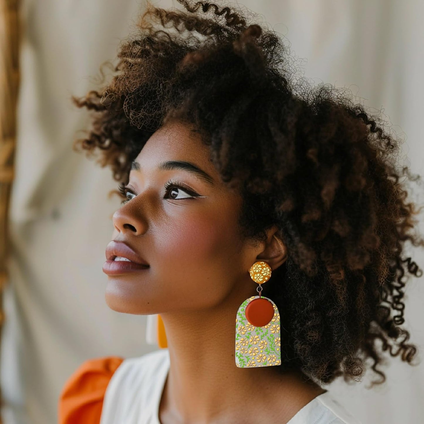 Arbuya Flowers Polymer Clay Texture Mat - Floral Swirls Leaves Texture Sheet for Polymer Clay Jewelry Making, Earring Charms, DIY Craft Supplies