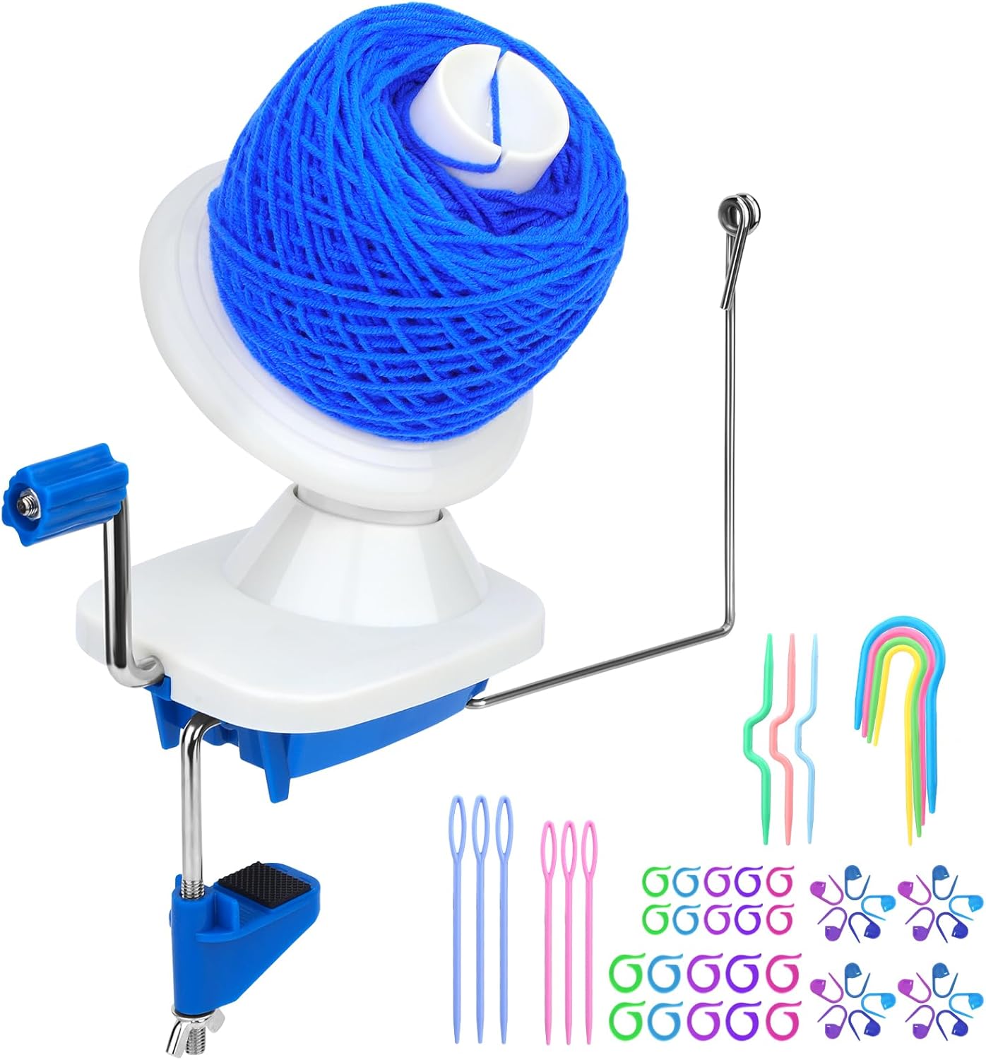 UzecPk Yarn Winder, Yarn Winder Spinner for Crocheting, Hand Operated Ball Winder with Lower Noise 4 Ounce Capacity for Crocheting & Knitting Crafting Lovers, Stitch Markers Needle