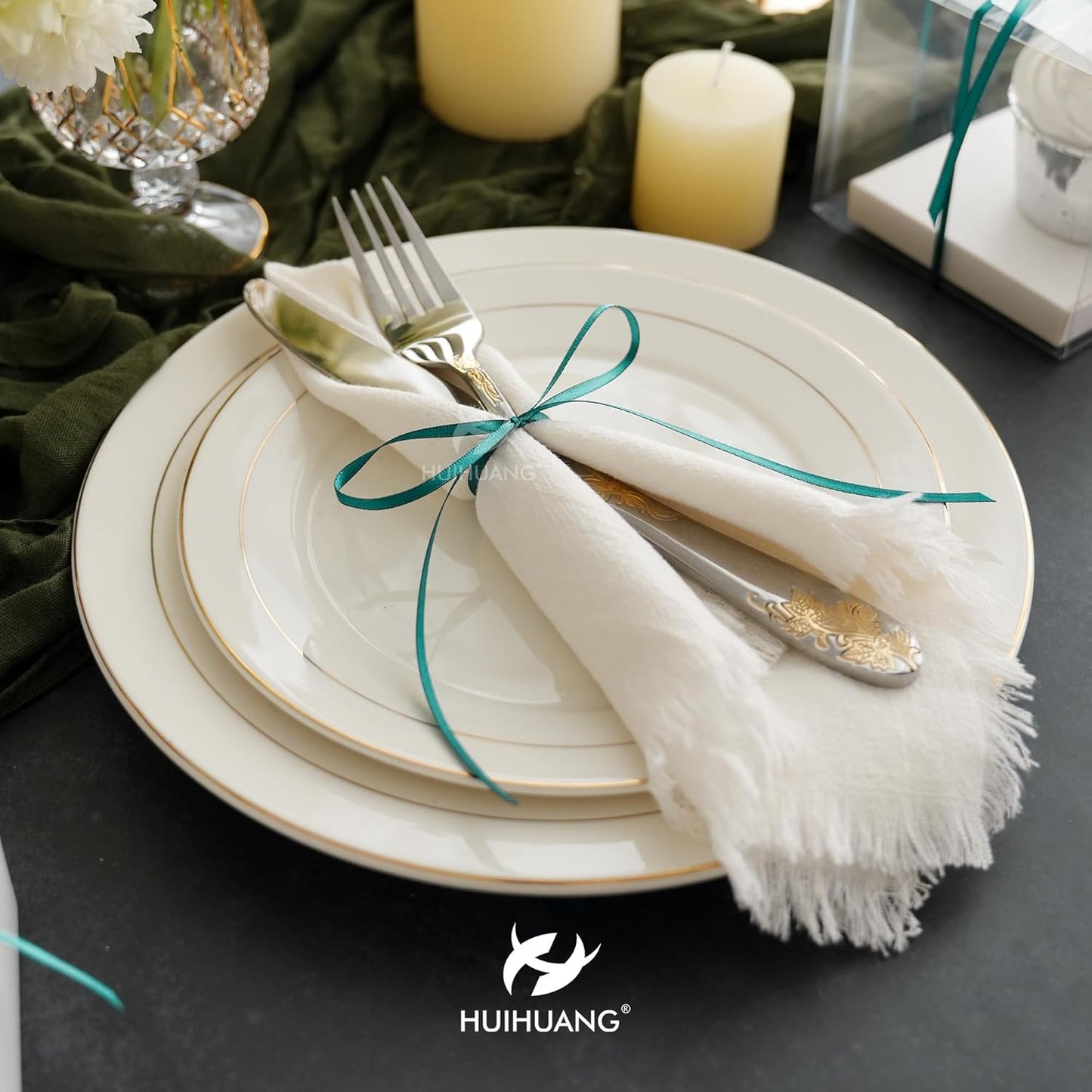 HUIHUANG Teal Green 1/8" Solid Color Thin Satin Ribbon 1/8 inch x 100 Yards for Crafts, Thin Green Ribbon for Gift Tags, Invitation Card, Gift Wrapping, Holiday Party Decor, Christmas Ornaments