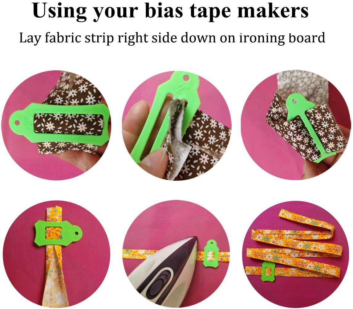 HONEYSEW Single Double Fold Bias Tape Maker Tool Kit Set Fabric Jelly Roll Sasher Tool Set Tools Folding Fabric and Biasing Strips 15sizes