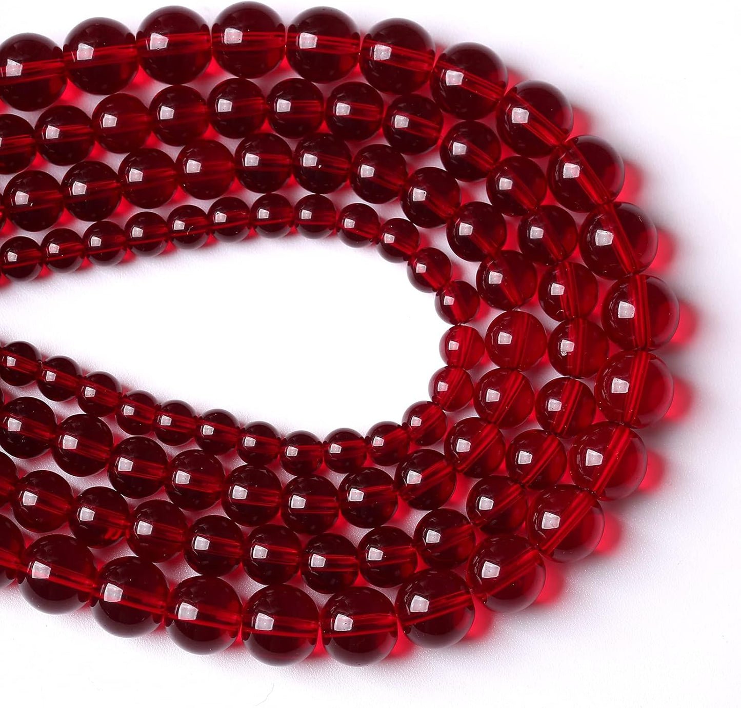 Smooth Garnet Red Glass Crystal Round Loose BeadsFor Jewelry Making DIY Bracelet Necklace Accessories 6mm 68pcs 15" Strand(Garnet Red Glass, 6mm)