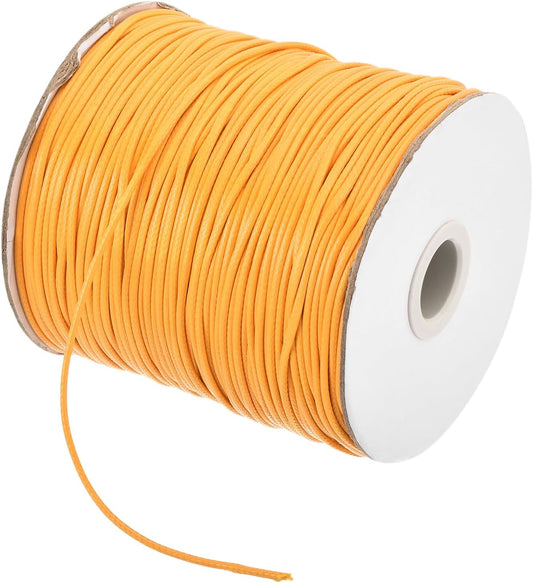 MECCANIXITY Waxed Cord 1.5mm Waxed Polyester Cord 175 Yard Wax String for Bracelet Making,Necklaces, Beading,Jewelry Making and DIY Crafts(Yellow)
