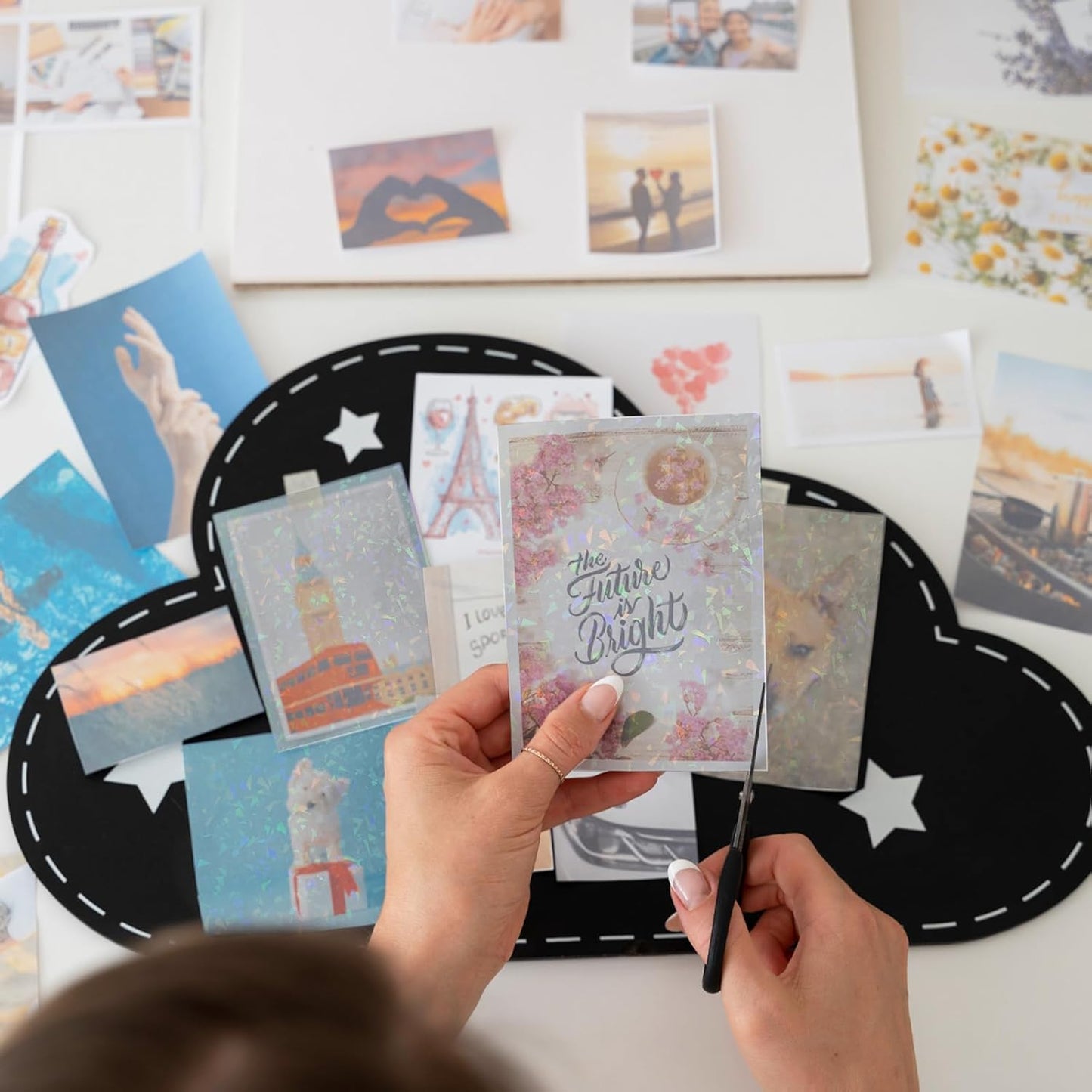 20 Sheets Holographic Sticker Paper,8.5x11 Inch Clear Printable Vinyl Sticker Papers,Self-Adhesive Waterproof for Inkjet/Laser Printer（Clear Glass）