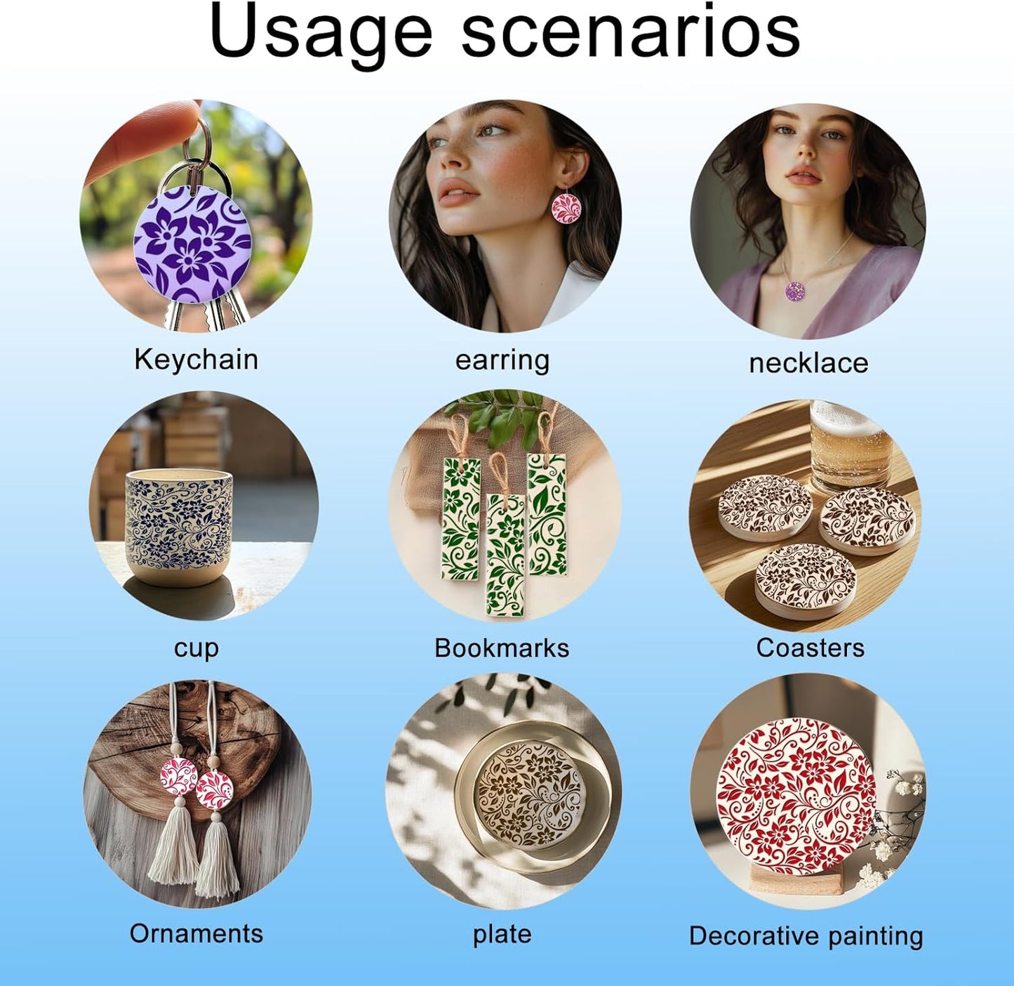 CHGCRAFT Vine Flower Polymer Clay Texture Sheets Single Seamless Plants Floral Pattern Silicone Texture Stamp Clay Texture Mat Modeling Pattern Pad Sheets for Jewelry and Earrings Tools, 5.5x5.5 inch