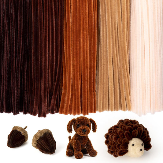 Caydo 500 Pieces Brown Pipe Cleaners, Chenille Stems, Pipe Cleaner Crafts for DIY Art and Craft Projects Creative Gift Party Decorations