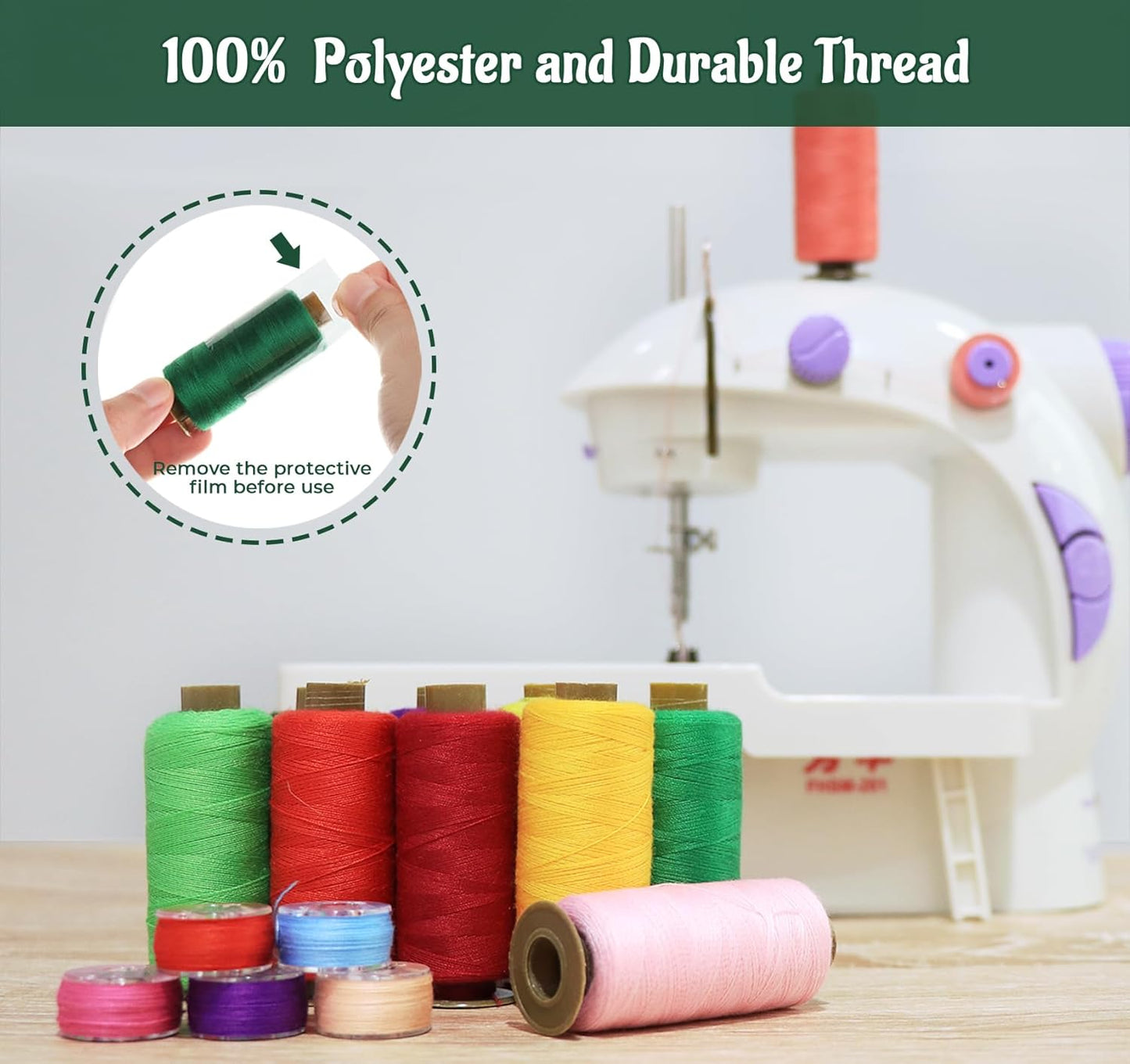 90 Pcs 45 Colors Sewing Thread &Prewound Bobbins Thread, 600yard Thread for Sewing Machine, Sewing Supplies, Polyester Sewing Machine Kit for Hand Sewing, Stitching, DIY