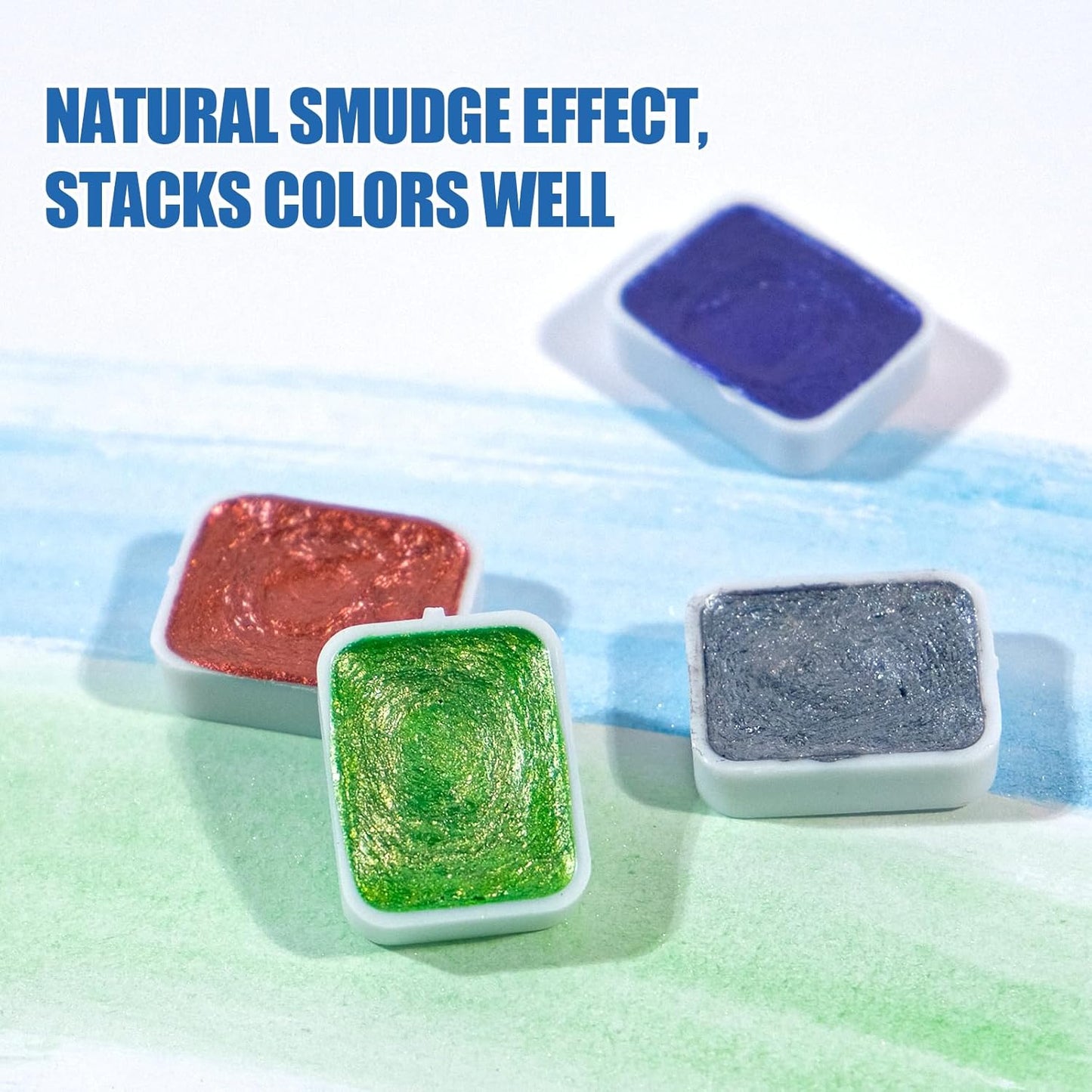 Mini Forestry Shifting Watercolor Painting Set - 40 Color Shifting Watercolor Paints, Shimmer Metallic & Glitter Watercolor Paints, Matisse & DunHuang Style