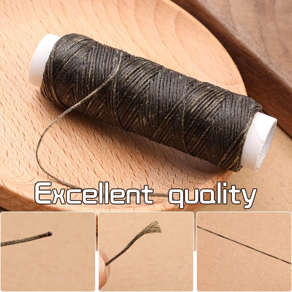 Ftyiwu Waxed Thread, Upholstery Needle and Thread 32 Yards with 7PCS Hand Sewing Needles for Home Upholstery Carpet Canvas Repair Leather Sewing (Army Green)