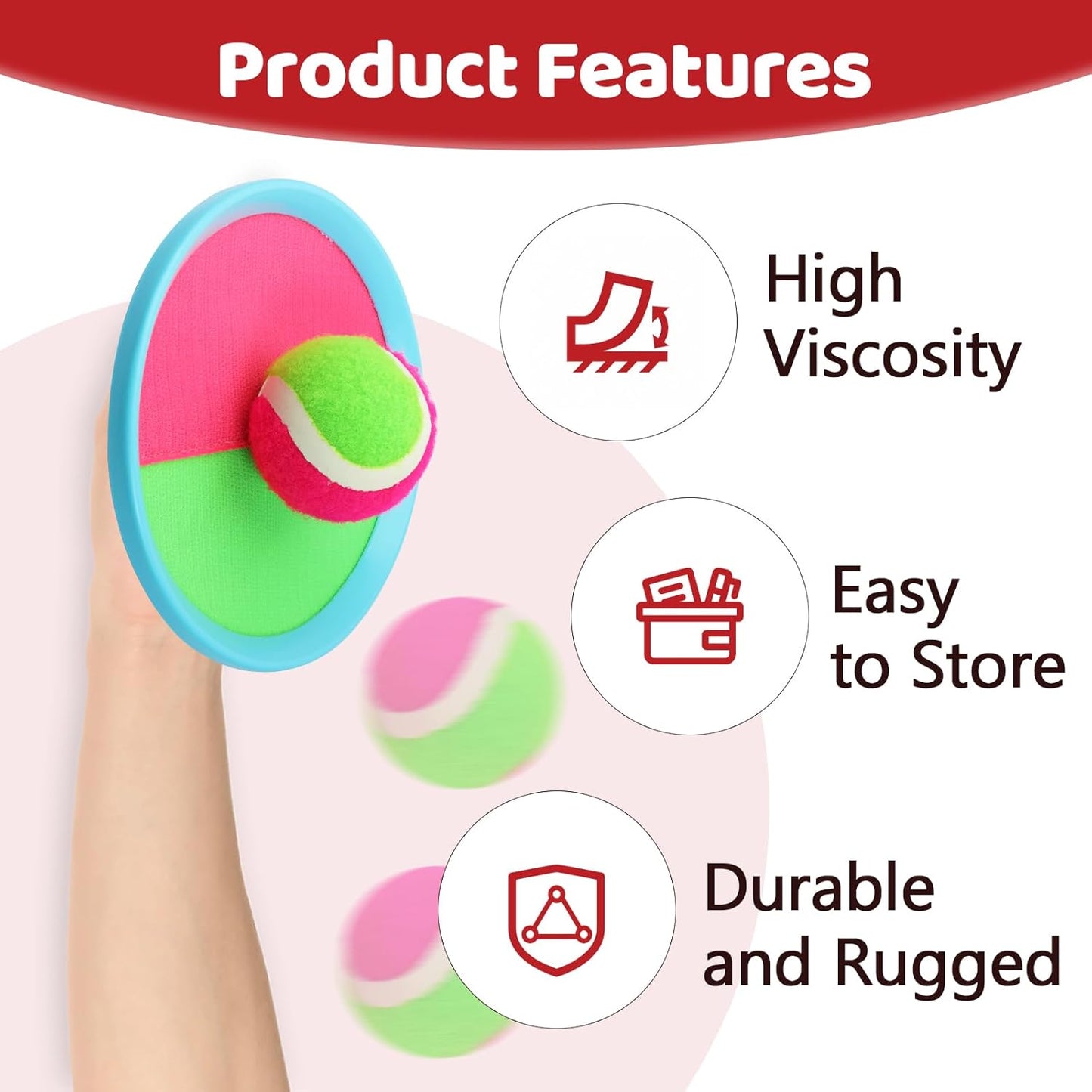 8-Pack Replacement Sticky Balls for Toss and Catch Game, 2.5 Inch Diameter, Hook and Loop Paddle Ball Refills, Outdoor Indoor Sport Toys for Kids, Family, Beach, Backyard Fun