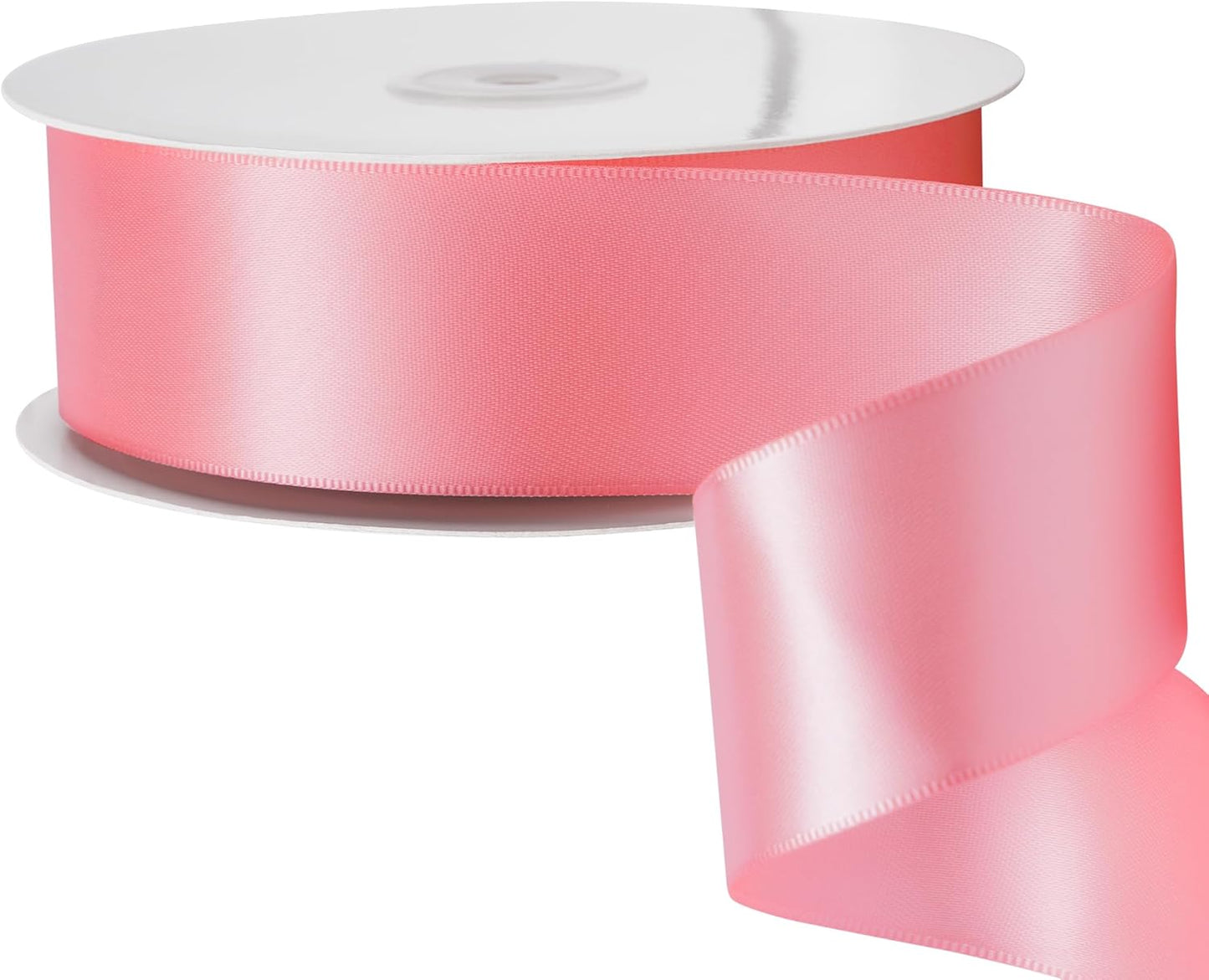 LIUYAXI Pink Stain Ribbon, 2" X Continuous 50 Yards, Double Faced Fabric Ribbon Use for Bows Bouquet,Christmas Gift Wrapping,Floral Arrangement