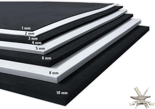 Shape Retention EVA Cosplay Foam 3mm (1mm-10mm) 14x39 inch Black or White High Density EVA Foam Sheets. Premium 85 kg/m3 Heat Shape Material for DIY Convention or Halloween Costumes by The Foamory