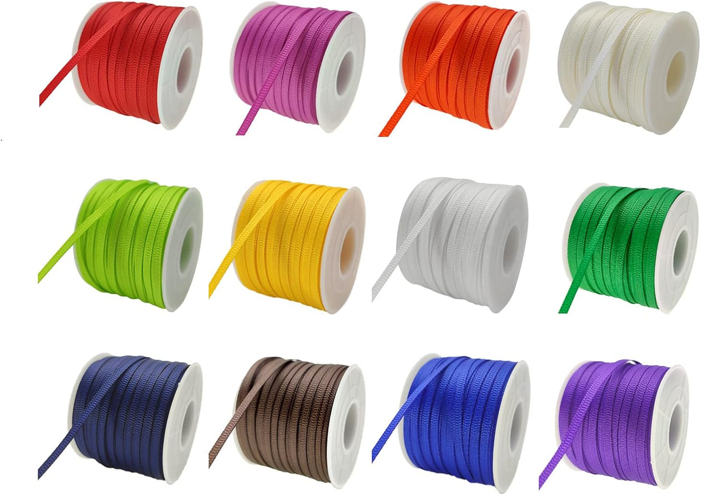 1/8" Grosgrain Ribbon - 720 Yards Assorted Colors - 3mm Fabric - DIY Crafts, Balloons, Florists, Showers (Pack of 12)