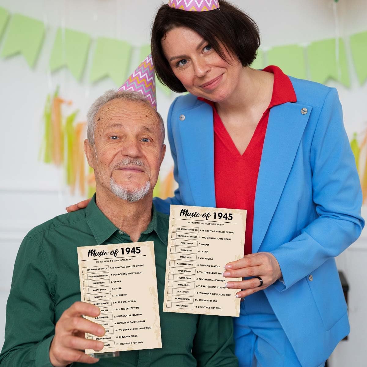 80th Birthday Party Games, Music of 1945 Games, Birthday Party Supplies for Adults, Fun 1945s Party Game，Pack of 30 Cards