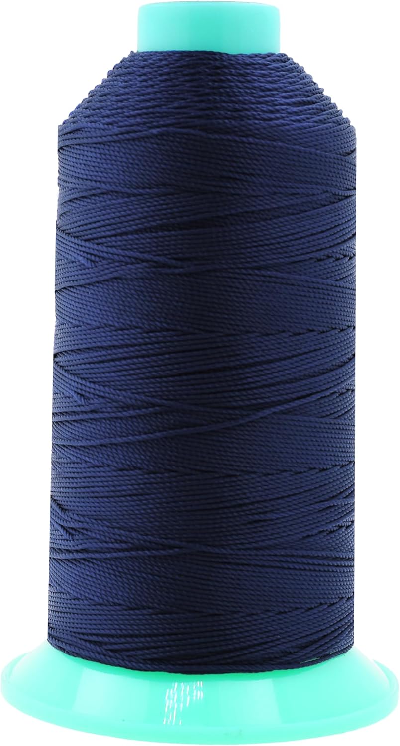 Mandala Crafts Bonded Nylon Thread Navy Blue Heavy Duty Sewing Threads - 415 YDs Size 346 210D T350 Tex 350 Thread for Leather Jeans Weaving Outdoor Marine Upholstery Threads