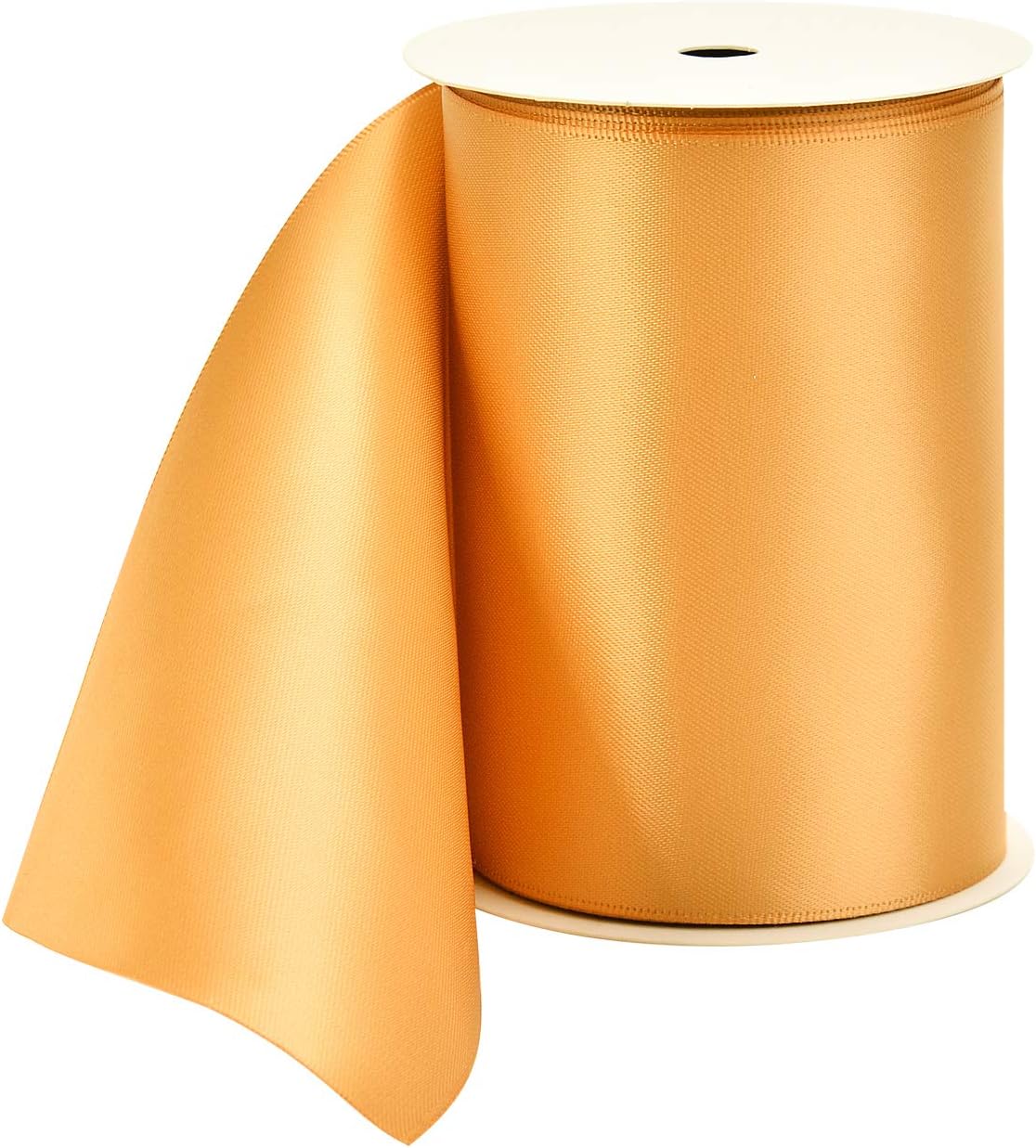 YAMA Double Face Satin Ribbon Roll - 4 inch Wide Solid Color Craft Ribbon, Great for Chair Sash,Making Bow, Sewing and Wedding Bouquet- 5 Yard/Spool, Gold