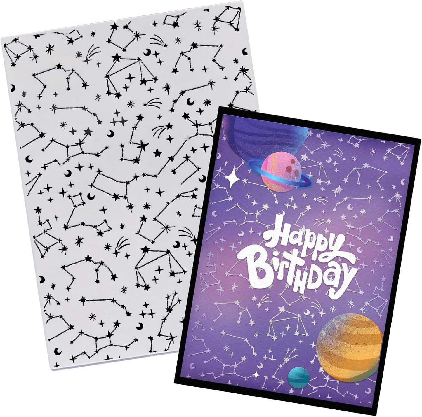 Threetols 3-D Textured Impressions Embossing Folder, Star Background Embossing Folder for Card Making, Irregular Frame DIY Plastic Scrapbooking Photo Album Card Paper DIY Craft Decor Template Mold