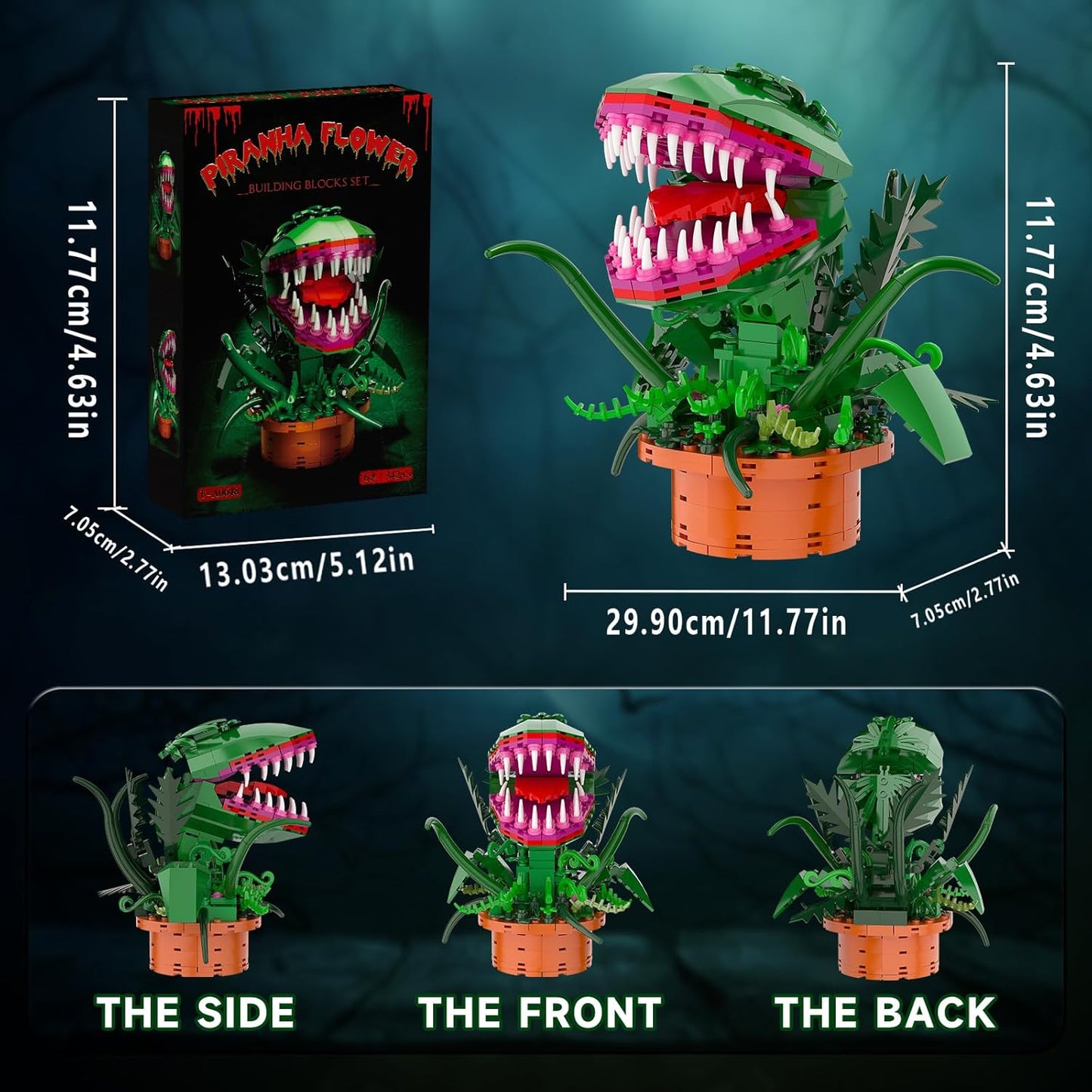 Audrey 2 Cannibal Flower Building Block Set, Little Shop of Horrors Piranha Plant with Openable Mouth Toy Collection, Great Birthday, Christmas, Halloween, for Kids 6+, TV Fans (342 PCS)