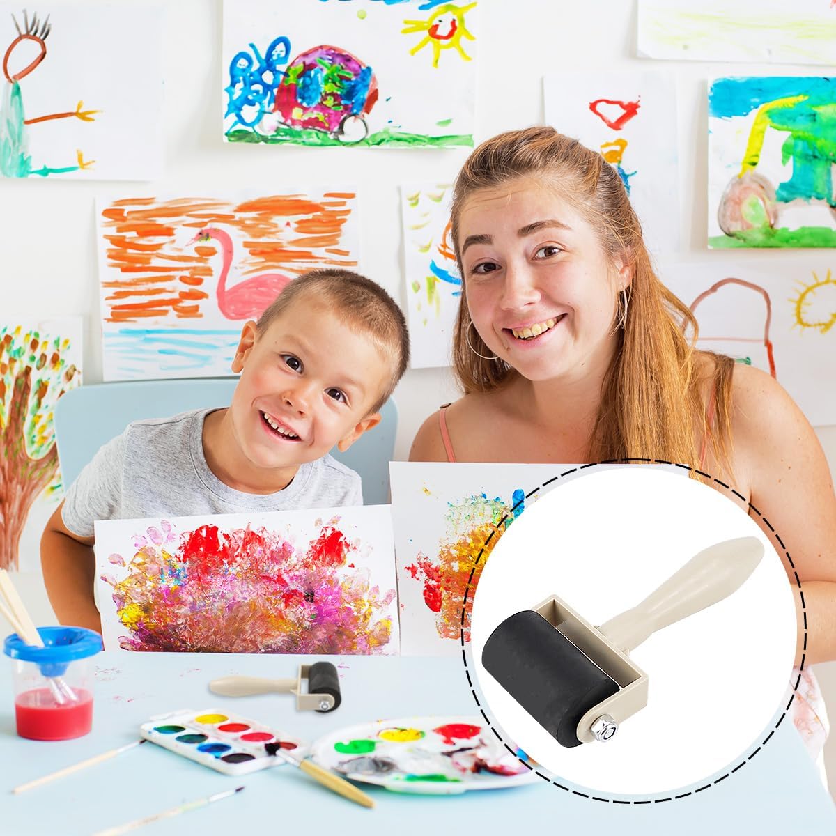 15Pcs Printmaking Brayer Rubber, Relief Printing Brayers Plastic Brayer Brayer Rollers Art Craft Roller for Printmaking,Ink,Wallpapers Stamping Gluing