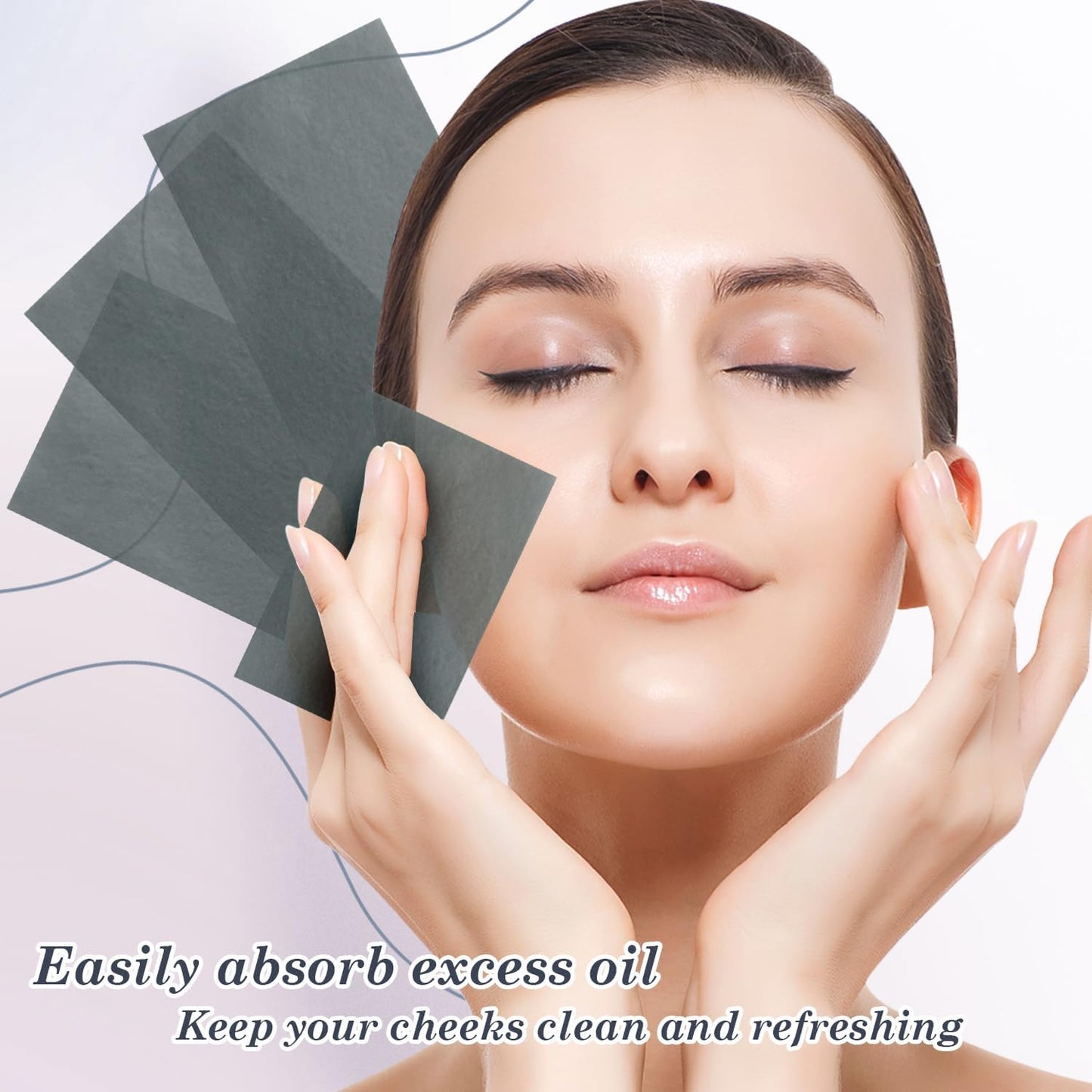 EKIND Oil Blotting Papers Make Up Pads for Face Shine Control Men Women, with Control Smooth Cover Box Portable Oil Absorbing Tissues for Oily Skin(300 Sheets,Black)